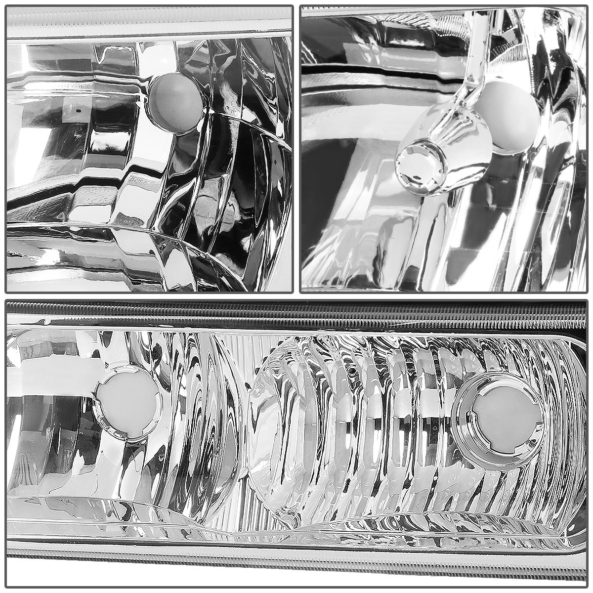 Chrome Housing Clear Side Headlight/Lamp Set for 2003-2006 Chevy Silverado - 4PCS Replacement Headlights for Improved Night Visibility & Off-Road Driving