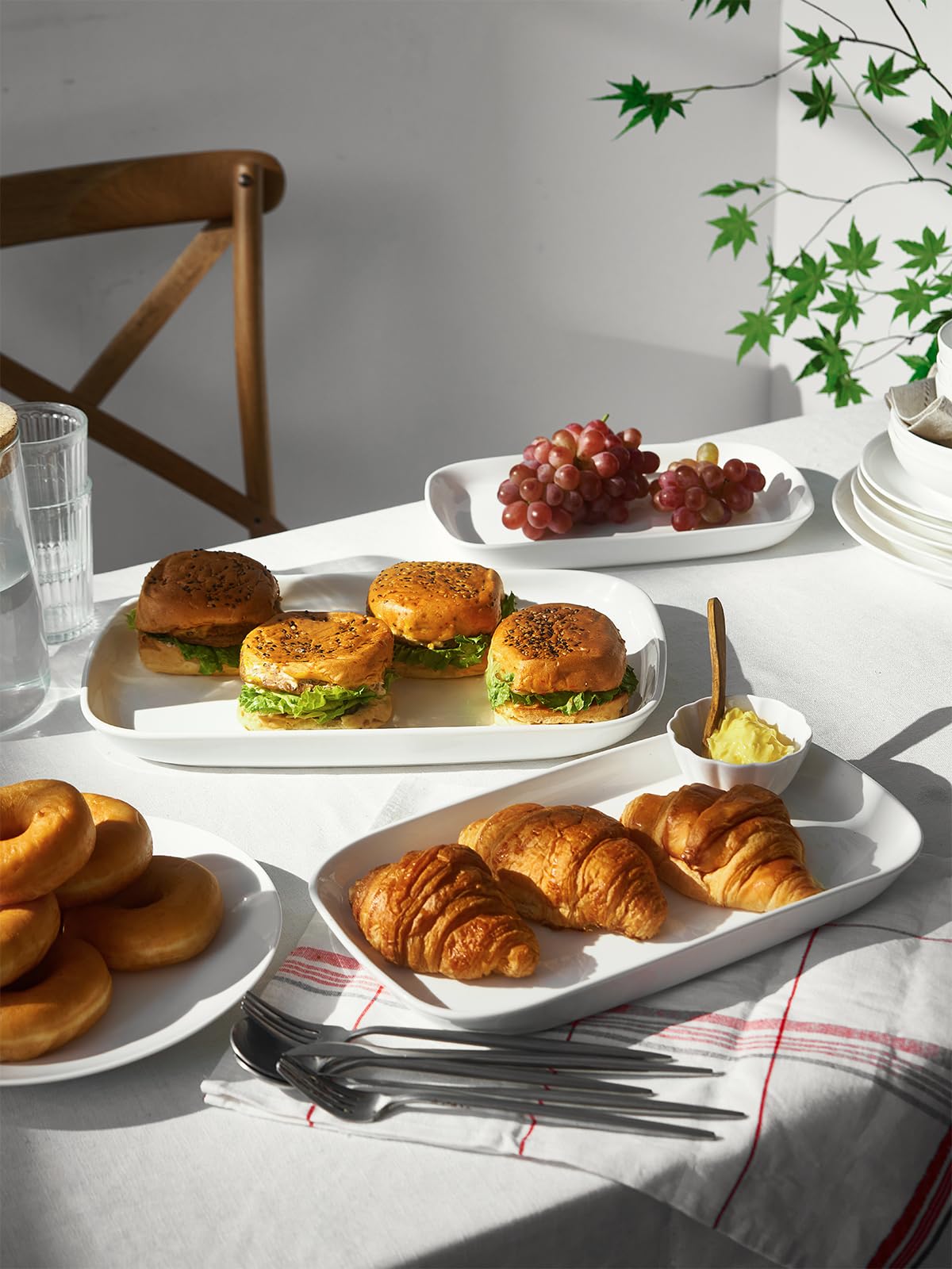 DOWAN 3-Piece White Porcelain Serving Platters Set - 16