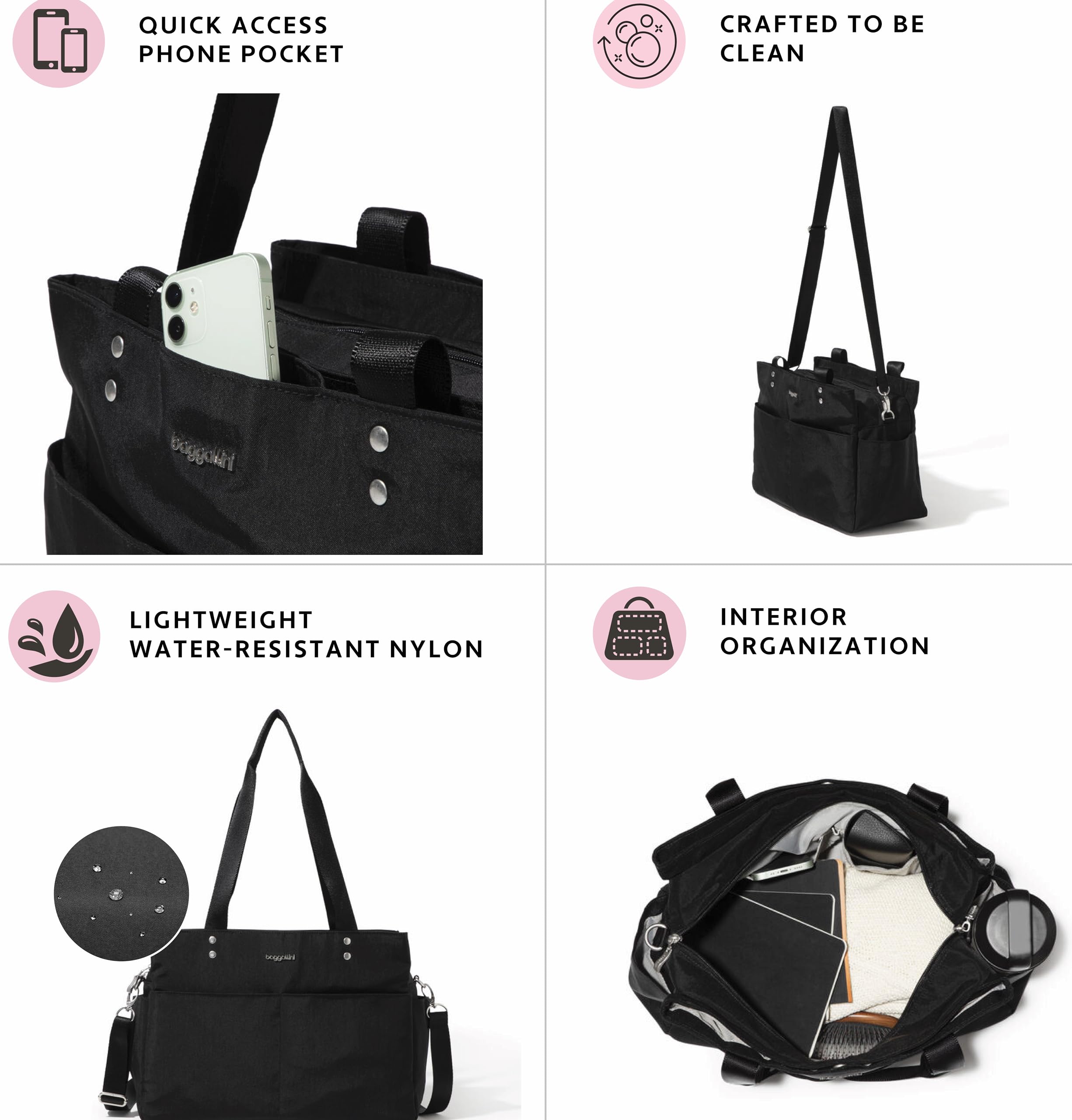 Baggallini The Only Bag - Stylish Multi-Compartment Crossbody Tote Purse for Women | Perfect for Travel, Work & Everyday Use