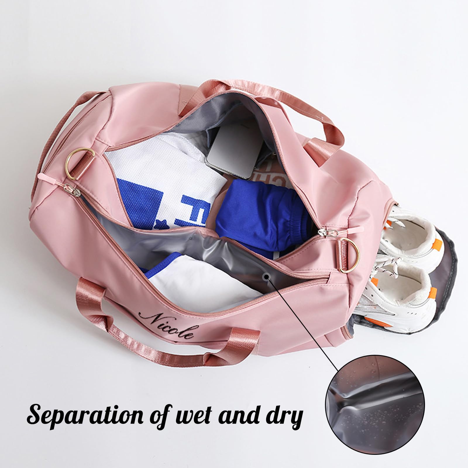 Custom Embroidered Duffel Bag with Name/Text/Logo - Personalized Sports Gym Bag for Women & Girls | Travel, Dance, Weekender & Overnight Bag (Purple) - Perfect for Gym, Yoga, Travel & Weekend Getaways