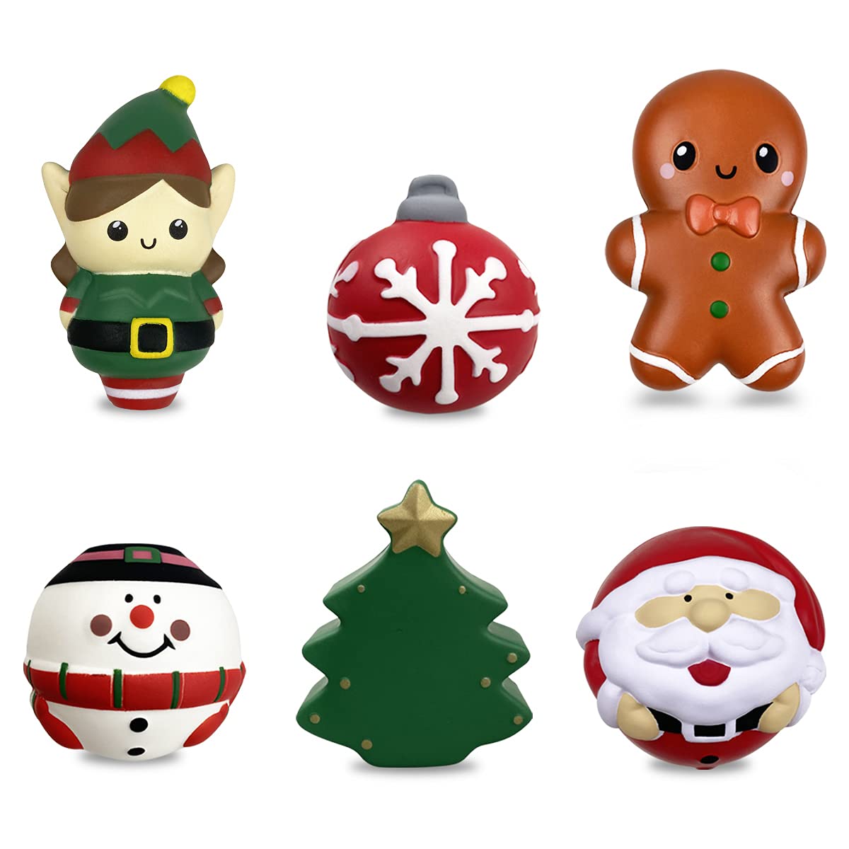 6 Pack Christmas Squishy Toys - Slow Rising Stress Relief Squishies for Kids, Boys & Girls - Fun Holiday Party Favors, Stocking Stuffers & Gift Ideas for Toddlers (Perfect for Christmas Celebrations, Classroom Rewards & Sensory Play)