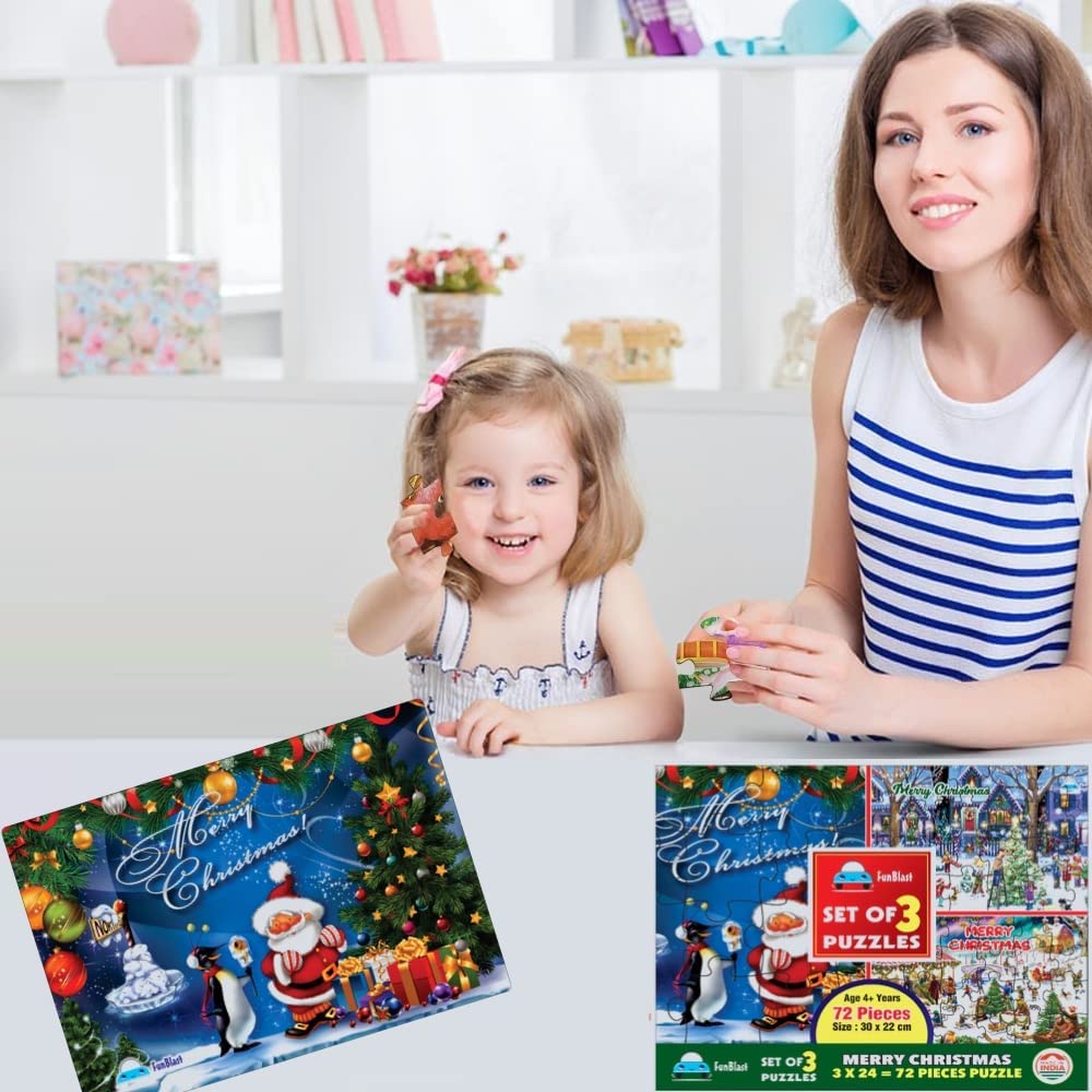 FunBlast Christmas Jigsaw Puzzle for Kids Ages 5+ | 30X22 cm Educational Puzzle Game | Holiday Gifts, Birthday Presents & Family Game Night Activity | Perfect for Indoor Play & Cognitive Development