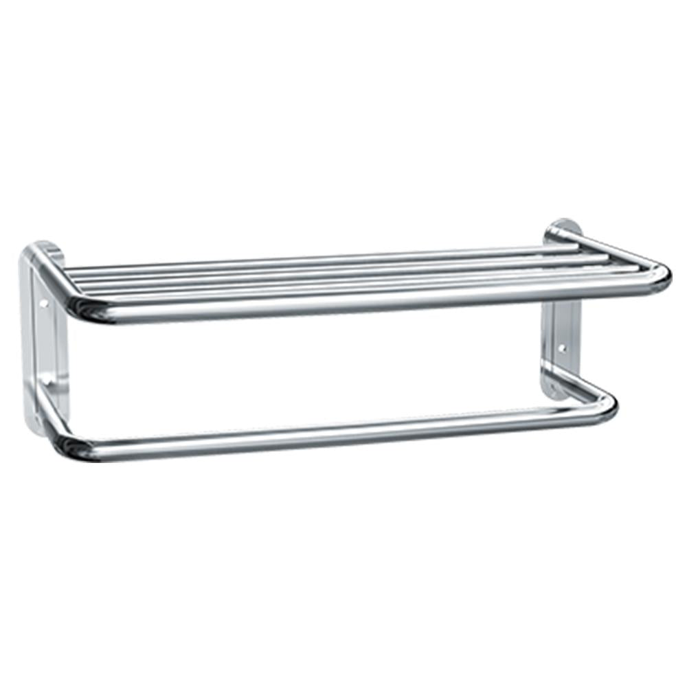 ASI 7311 Wall Mounted Towel Shelf with Drying Rod - Stainless Steel Bathroom Organizer for Bath Towels, Hand Towels & Robes - Perfect for Bathroom, Laundry Room & Spa Decor