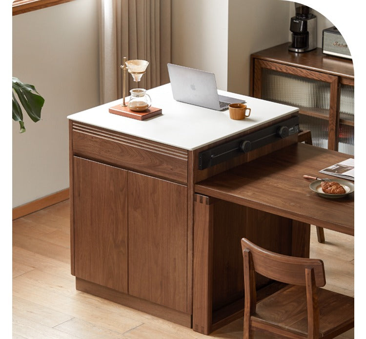 Luxury Black Walnut and Oak Solid Wood Sideboard - Elegant Kitchen Island Buffet for Dining Room & Home Decor