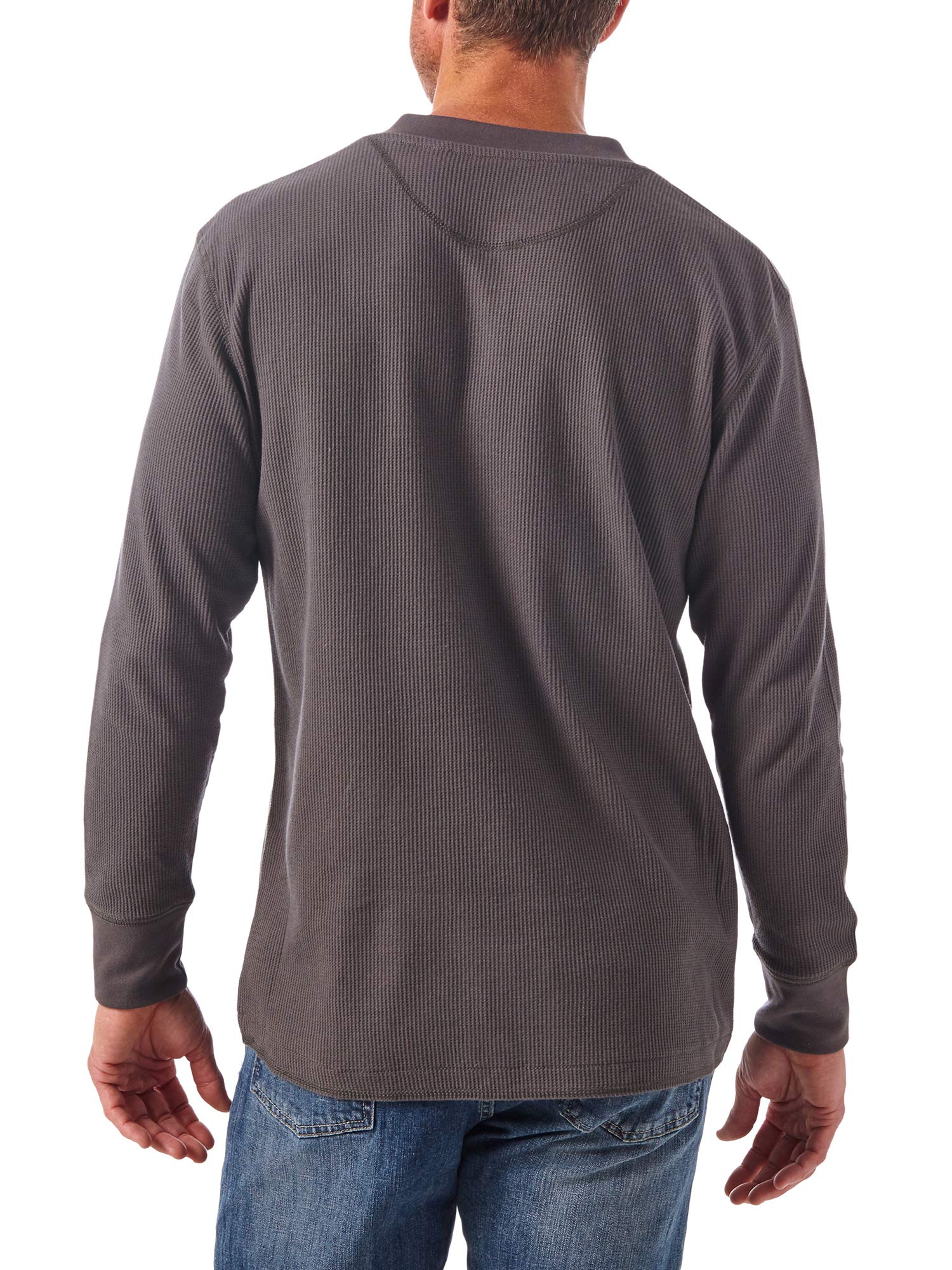 Wrangler Authentics Men's Long Sleeve Waffle Henley Shirt - Soft Thermal Cotton Casual Button Up Top for Fall & Winter - Perfect for Outdoor Activities, Layering and Everyday Wear