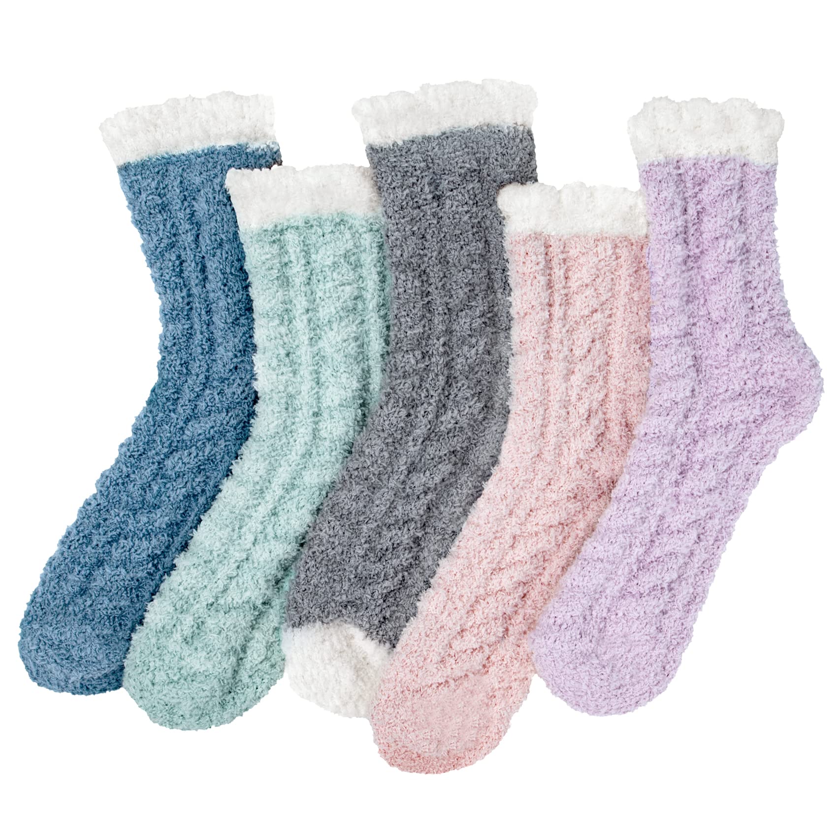 Women's Fuzzy Cat Socks - 5 Pairs Cozy Winter Warm Slippers for Christmas Gifts