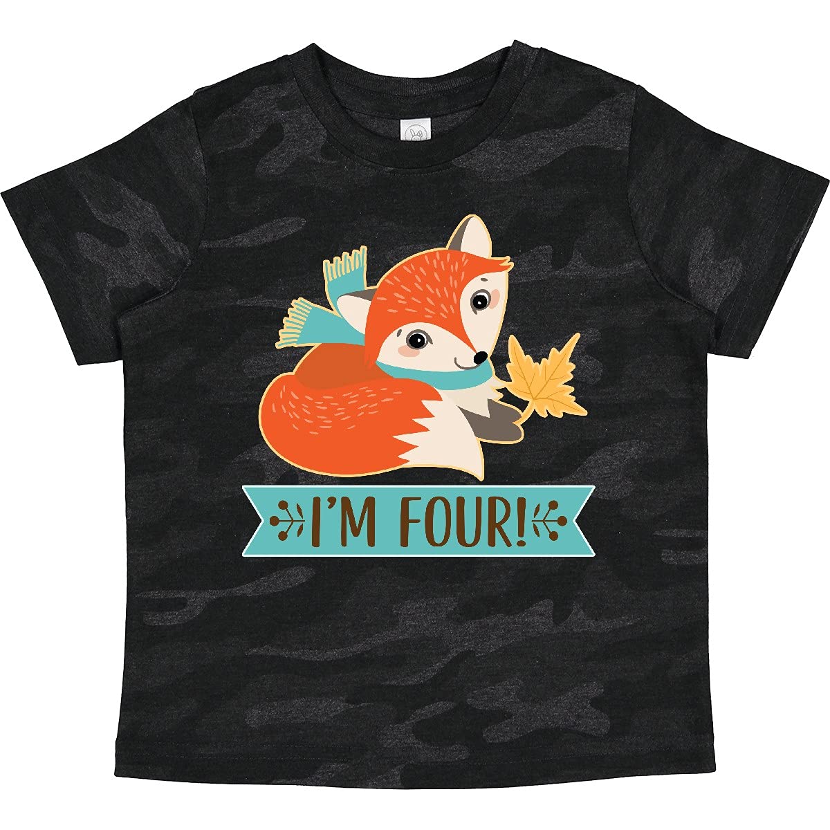 Inktastic 4th Birthday Fox Toddler T-Shirt - Cute 4 Year Old Boy & Girl Outfit for Birthday Party & Family Celebration