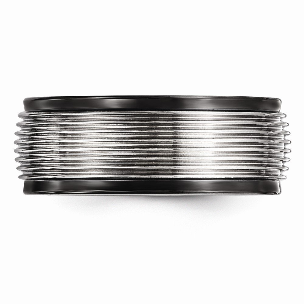 Premium Solid Black Titanium Men's Wedding Band Ring - Grooved Design for Comfort & Style - Perfect for Engagements, Anniversaries, and Everyday Wear