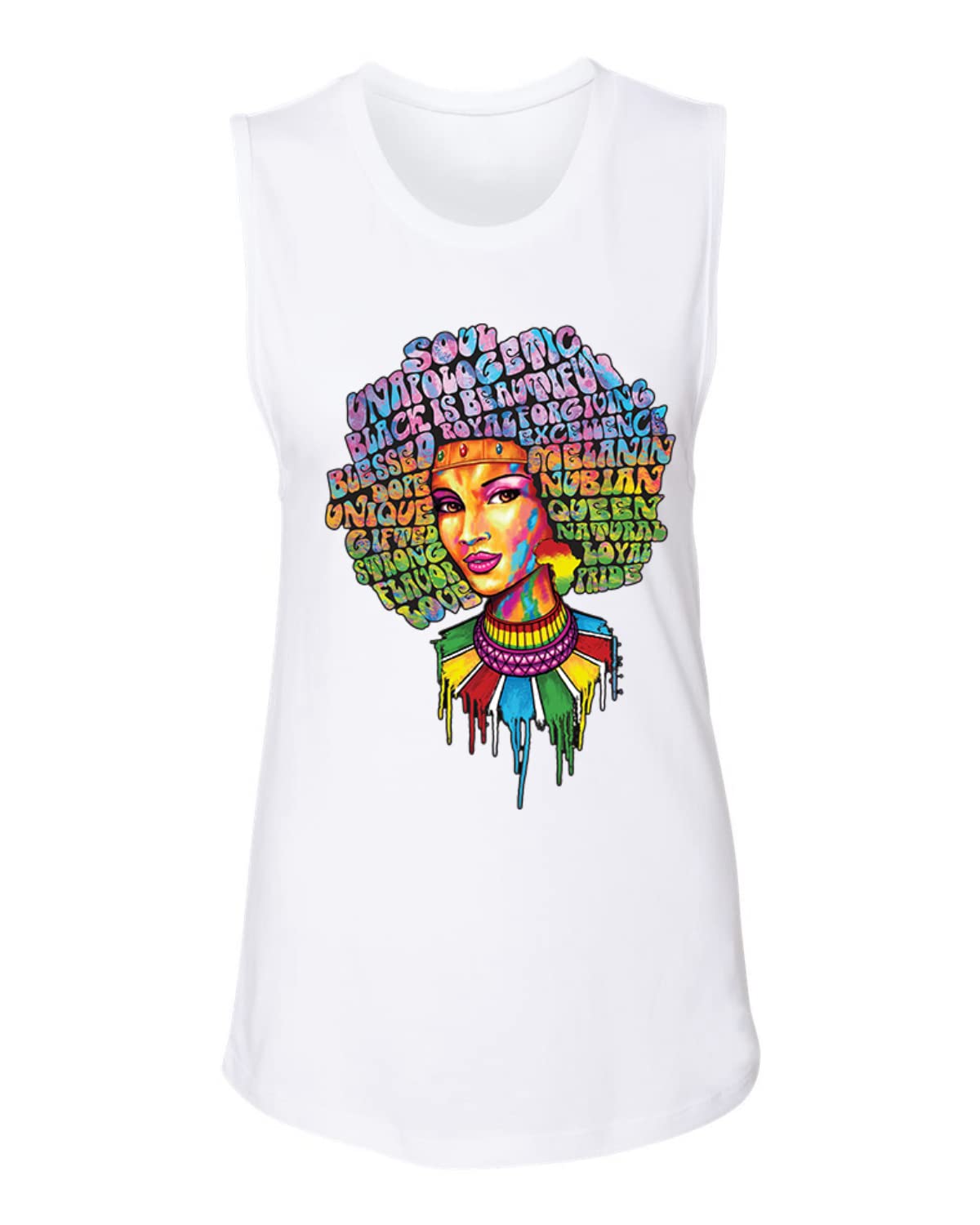 Wild Bobby Words of Character Strong Black Woman Ethnic Women's Jersey Muscle Tank - Empowering Workout & Casual Wear for African American Women
