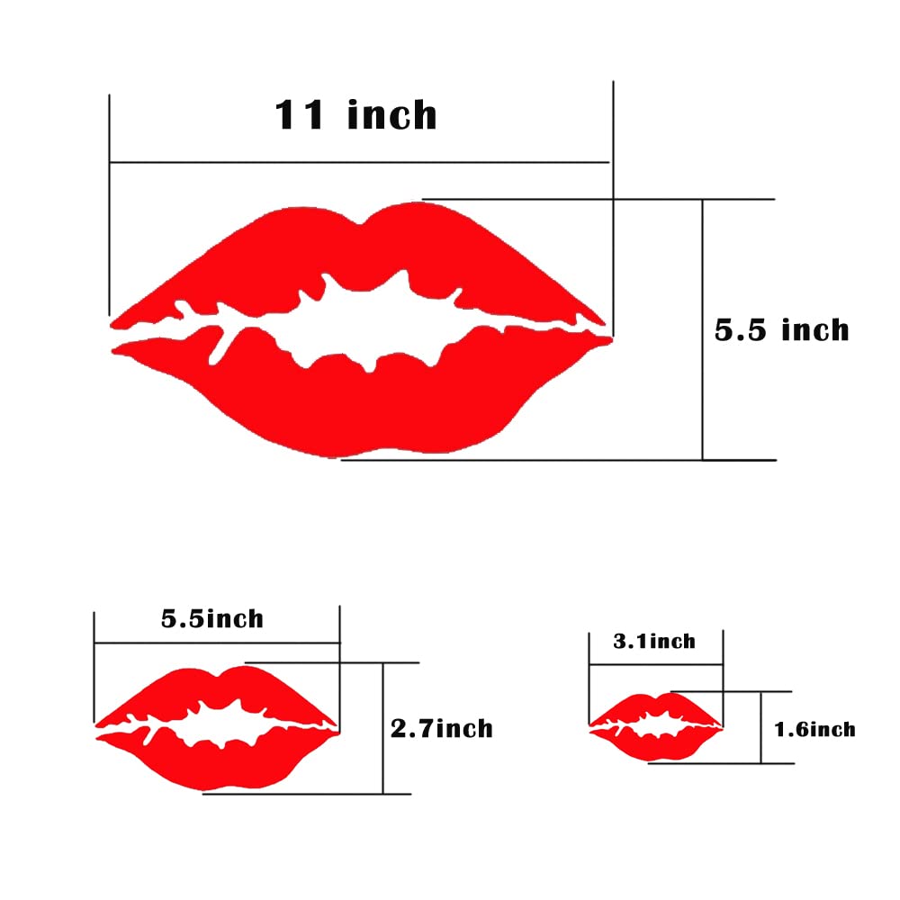 Keen Girls Night Out Red Lip Vinyl Decal Stickers - 15pcs Self-Adhesive Kiss Lips Stickers for Cars, Trucks, Vans, Walls, Laptops & Windows - Perfect for Bachelorette Parties, Girls' Night Decor & Car Accessories