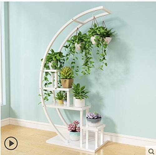 2-Pack White JIGUANG Flower Storage Shelf - Garden Plant Stand for Living Room, Balcony & Pergola - Perfect for Organizing Plants, Decor & Home Essentials