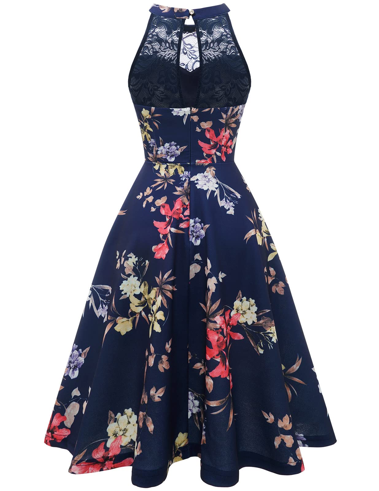 Elegant Women's Cocktail Dress | Vintage Lace Halter Prom Wedding Party Evening Gown | Perfect for Homecoming, Bridal Shower & Special Occasions