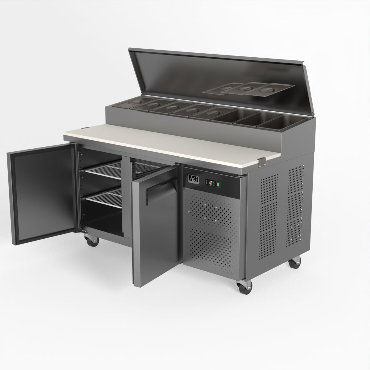 AG 2 Door Saladette Refrigerator with 8 x 1/3 GN Trays - Commercial Kitchen & Restaurant Use