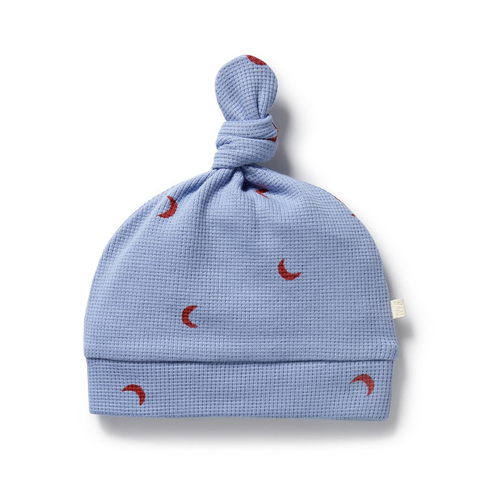 Hey Moon Organic Cotton Waffle Knot Hat - Soft & Breathable Beanie for Women & Men - Perfect for Winter, Fall & Outdoor Activities
