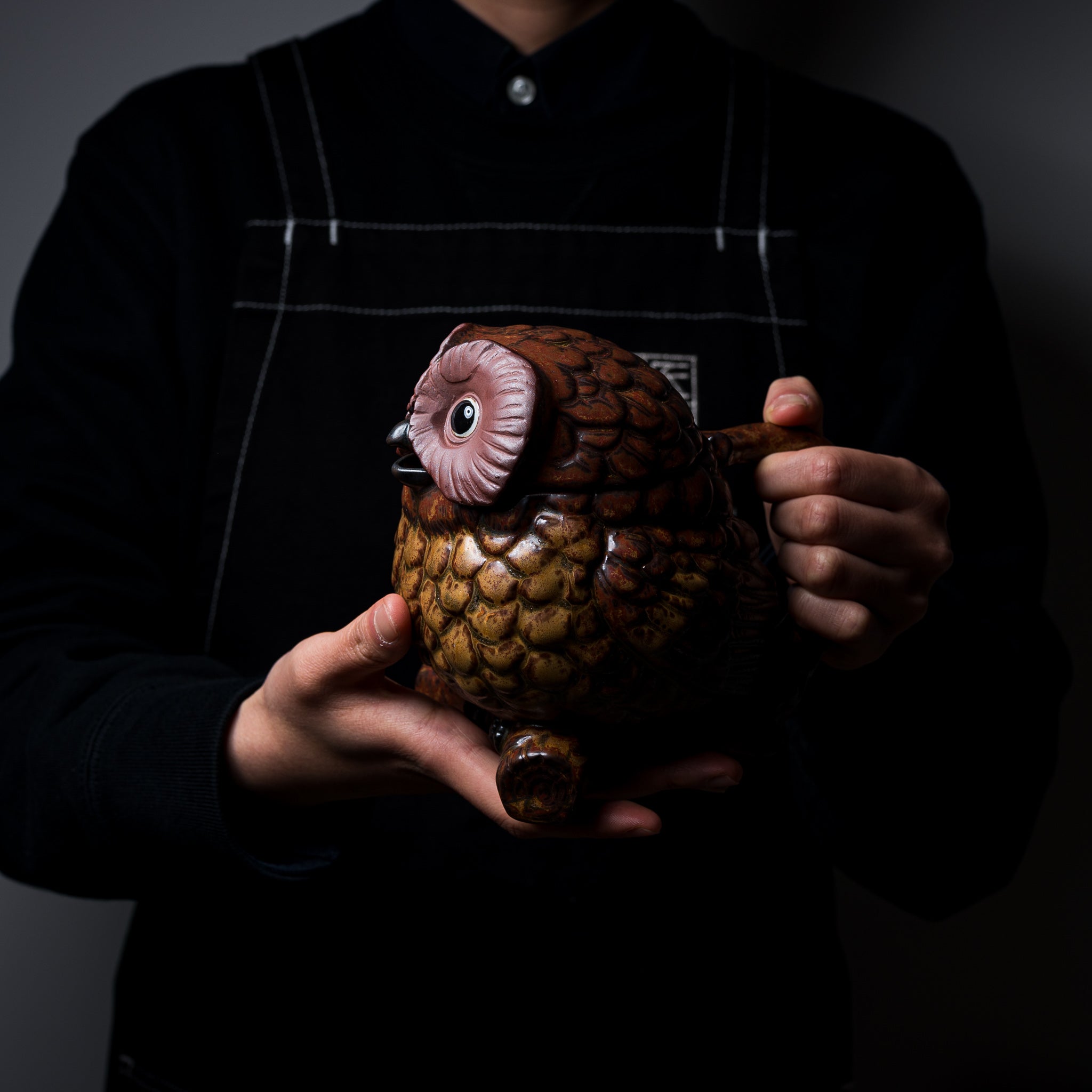 Seto Ware KASHIWA Animal Teapot - Handcrafted Japanese Owl Teapot, Ceramic Tea Pot with Infuser, Perfect for Home Decor & Tea Ceremonies