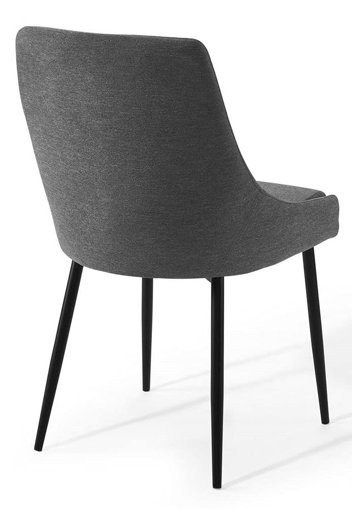 Modway Viscount Upholstered Fabric Dining Chairs Set of 2 - Black Charcoal Modern Kitchen Chairs for Dining Room, Restaurant & Home Decor