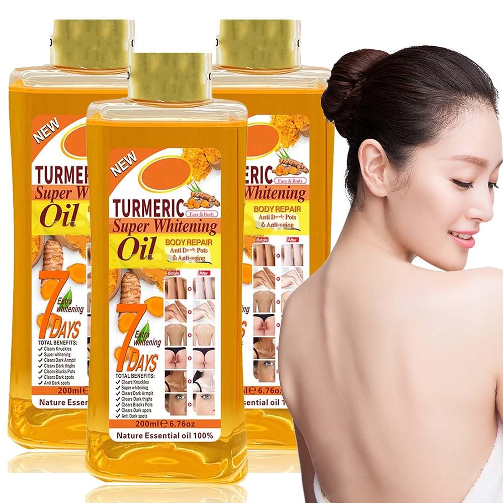 Soft 7 Turmeric Body Oil with Honey - 3 Pack | Natural Skin Brightening & Moisturizing Treatment for Dry Skin | Perfect for Massage, After Shower & Nighttime Skincare Routine