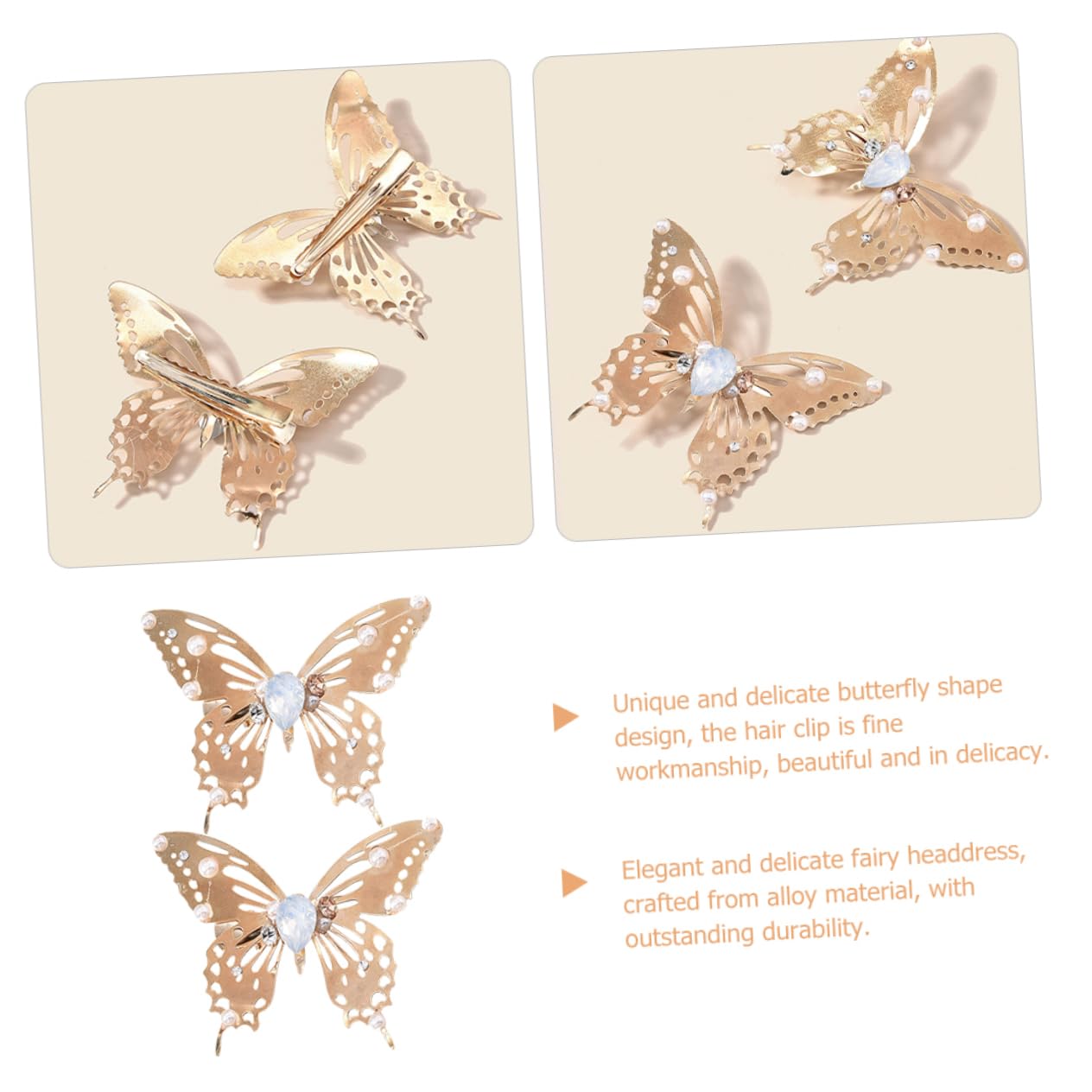 Mikinona 2-Pack Butterfly Hair Clips for Women & Girls - Small Decorative Barrettes, Alloy Fairy Hairpins for Everyday Wear, Parties & Weddings
