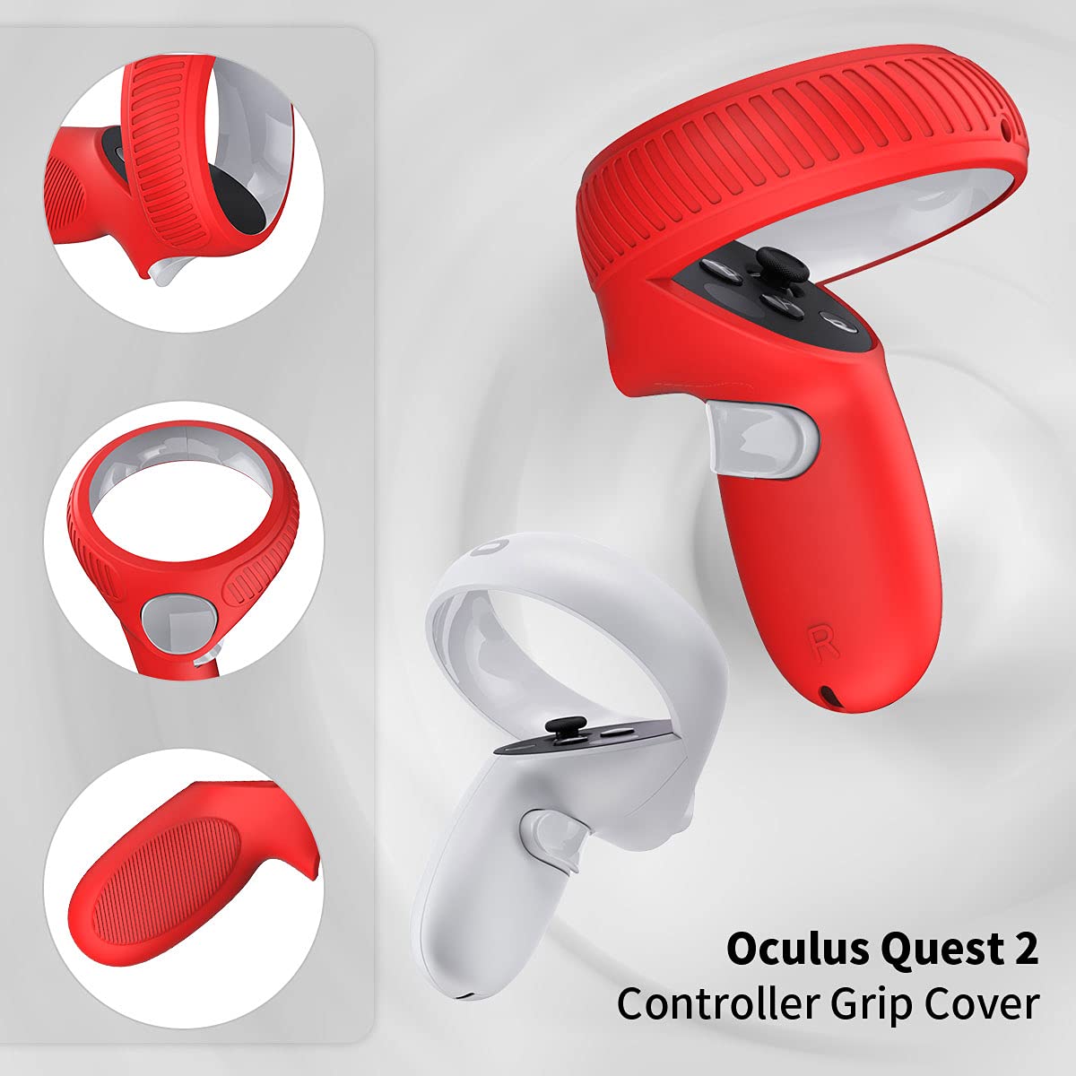 Oculus Quest 2 Silicone Accessories Kit - 4 in 1 Touch Controller Grip Cover, Handle Sleeve, Face Cover & Lens Protector for VR Headset (Red) | Enhanced Comfort & Protection for Gaming & Fitness VR Sessions