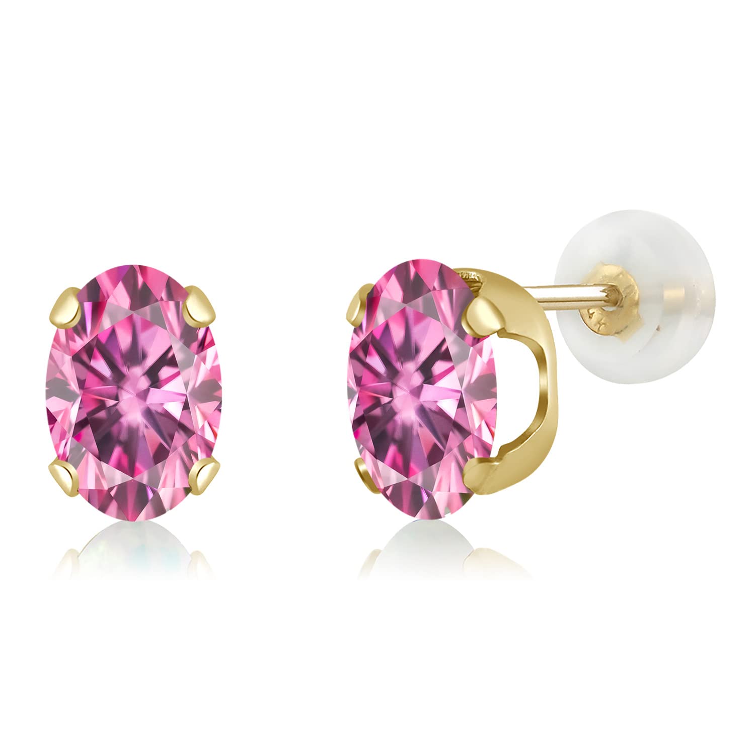 14K Yellow or White Gold 8x6mm Oval Birthstone Stud Earrings for Women & Men | Gemstone Jewelry Gift for Anniversary, Birthday & Special Occasions