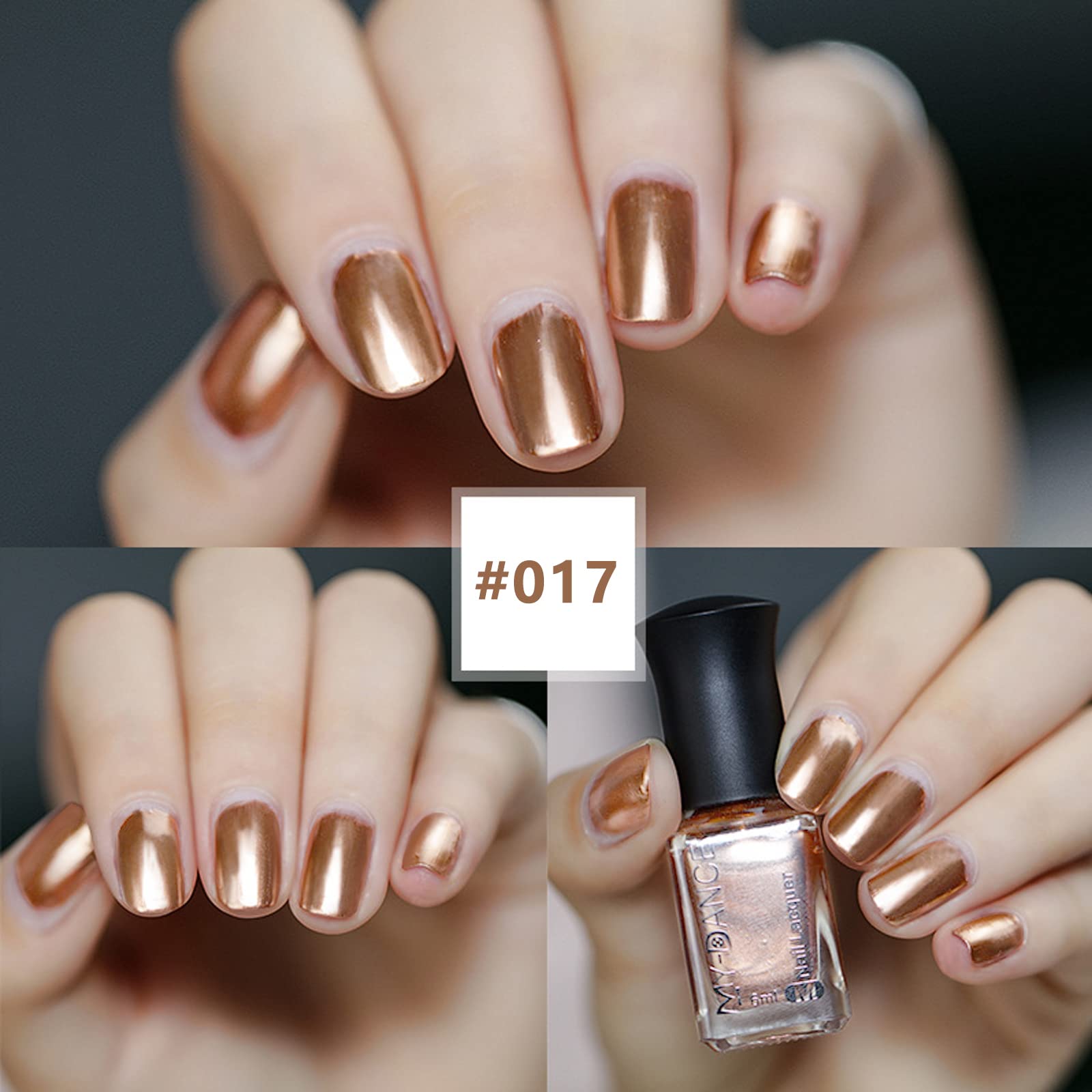 3 Colors Mirror Metallic Nail Polish Set - Quick Dry Chrome Nail Art Polish with Long-Lasting Shine, 6ml/Bottle - Perfect for Parties, Weddings & Special Occasions