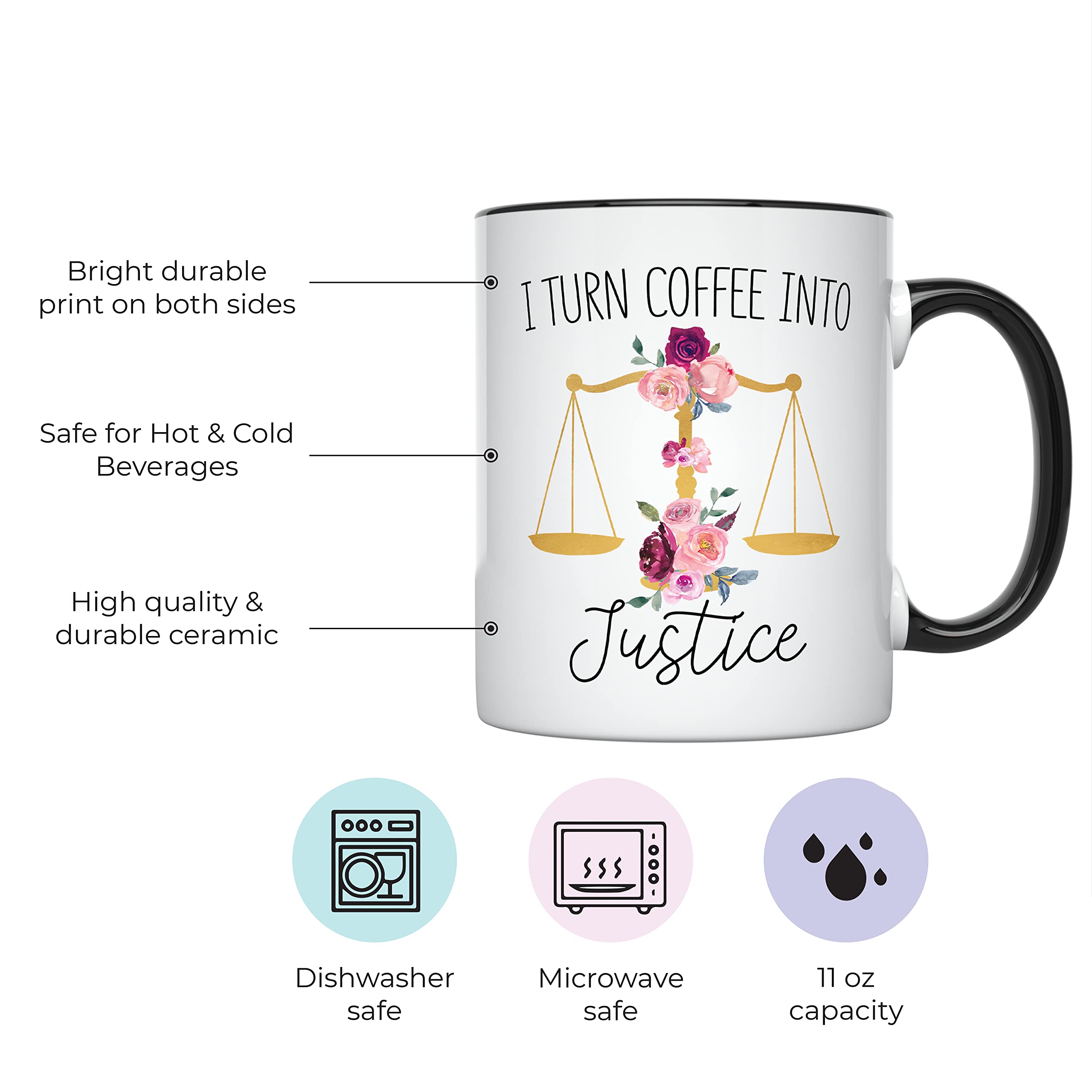YouNique Designs 11oz Lawyer Coffee Mug for Women - Attorney & Paralegal Gift, Young Lawyer Graduation Cup with Black Handle - Perfect for Office, Courtroom & Home Use