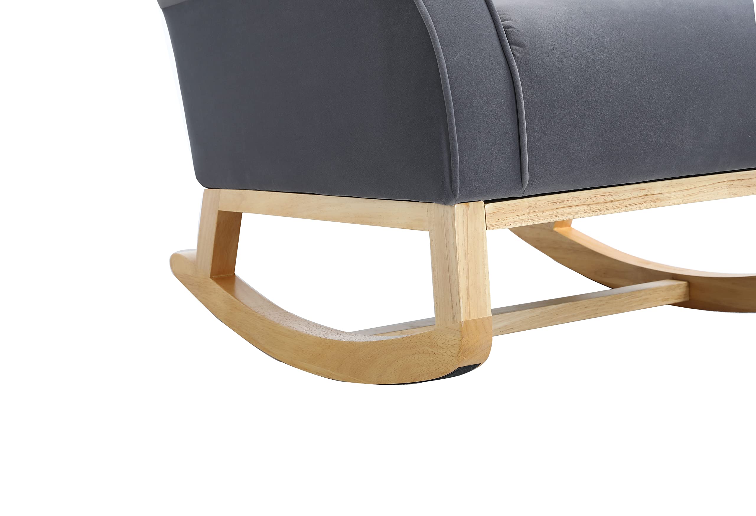 Nicbex High Back Rocking Chair - Velvet Upholstered Nursery Glider & Baby Rocker with Smooth Motion, Grey | Perfect for Nursing, Feeding, and Soothing Babies in Nursery or Bedroom