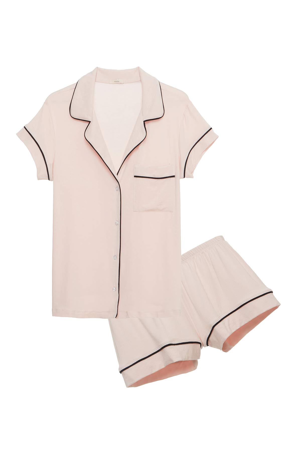 Eberjey Gisele Classic Women's Pajama Set - Soft Short Sleeve Button Down Sleep Shirt with Front Pocket & Comfortable Elastic Waist Shorts | Perfect for Lounging, Sleepwear & Relaxing at Home
