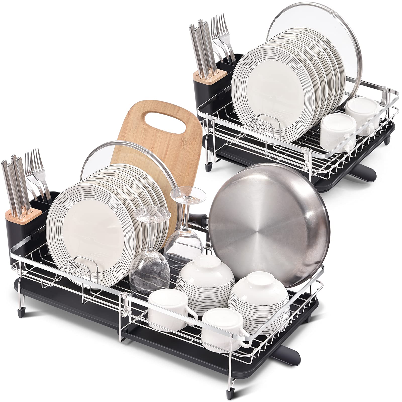 Expandable 304 Stainless Steel Dish Drainer Rack - Foldable & Rustproof for Kitchen Sink