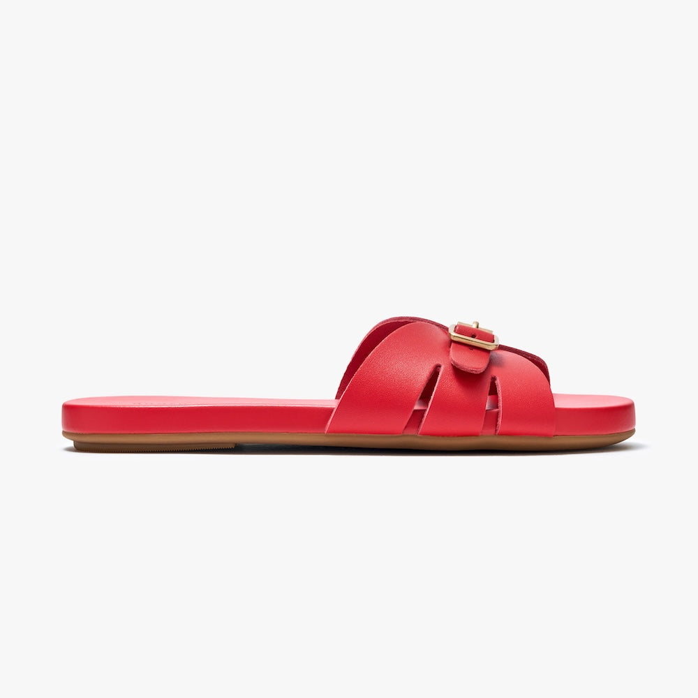 Sunday Slides Red - Comfortable & Stylish Women's House Slippers for Relaxing at Home, Lounging & Indoor Wear