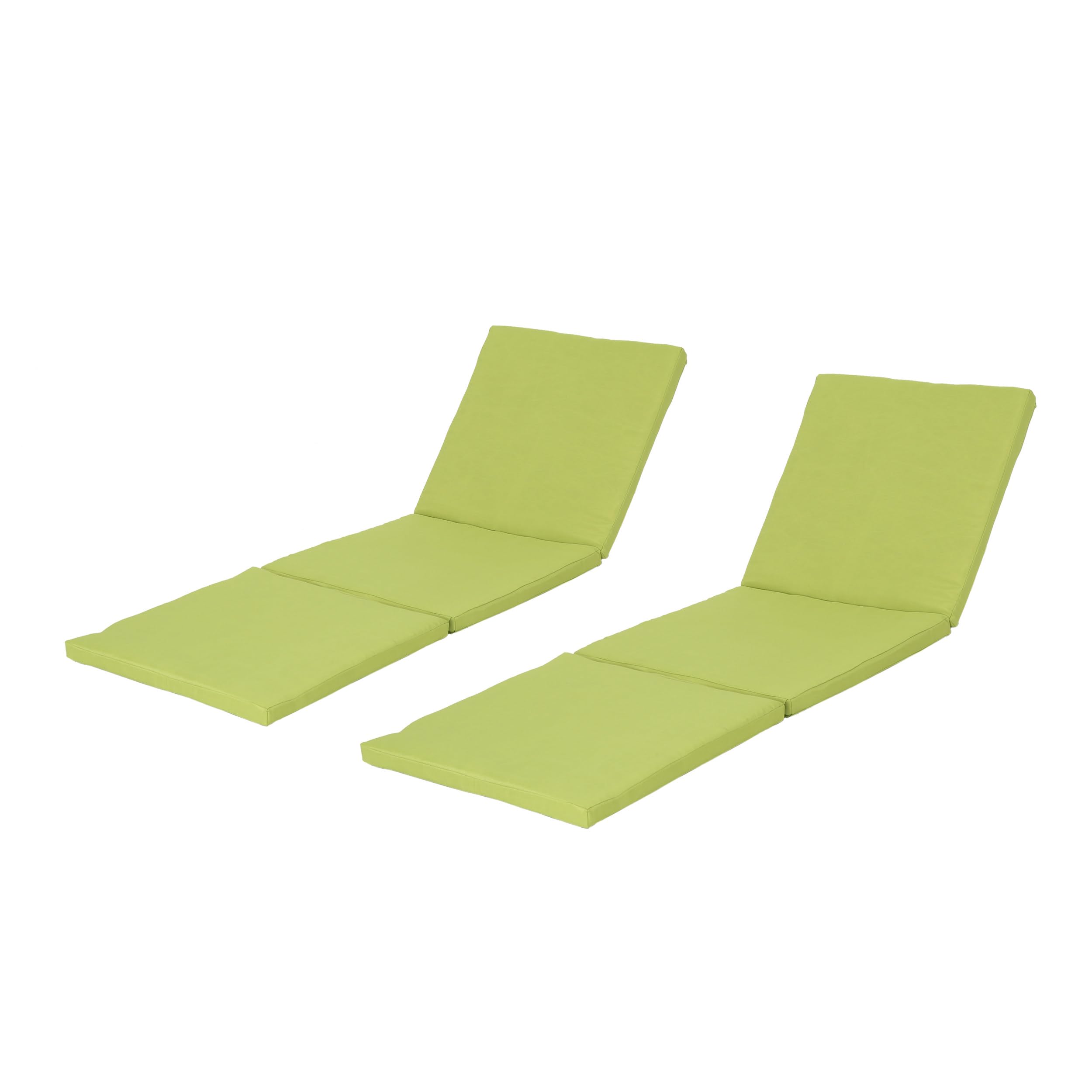 Christopher Knight Home Jamaica Outdoor Water Resistant Chaise Lounge Cushions, 2-Piece Set, Green - Perfect for Poolside, Patio, and Beach Relaxation