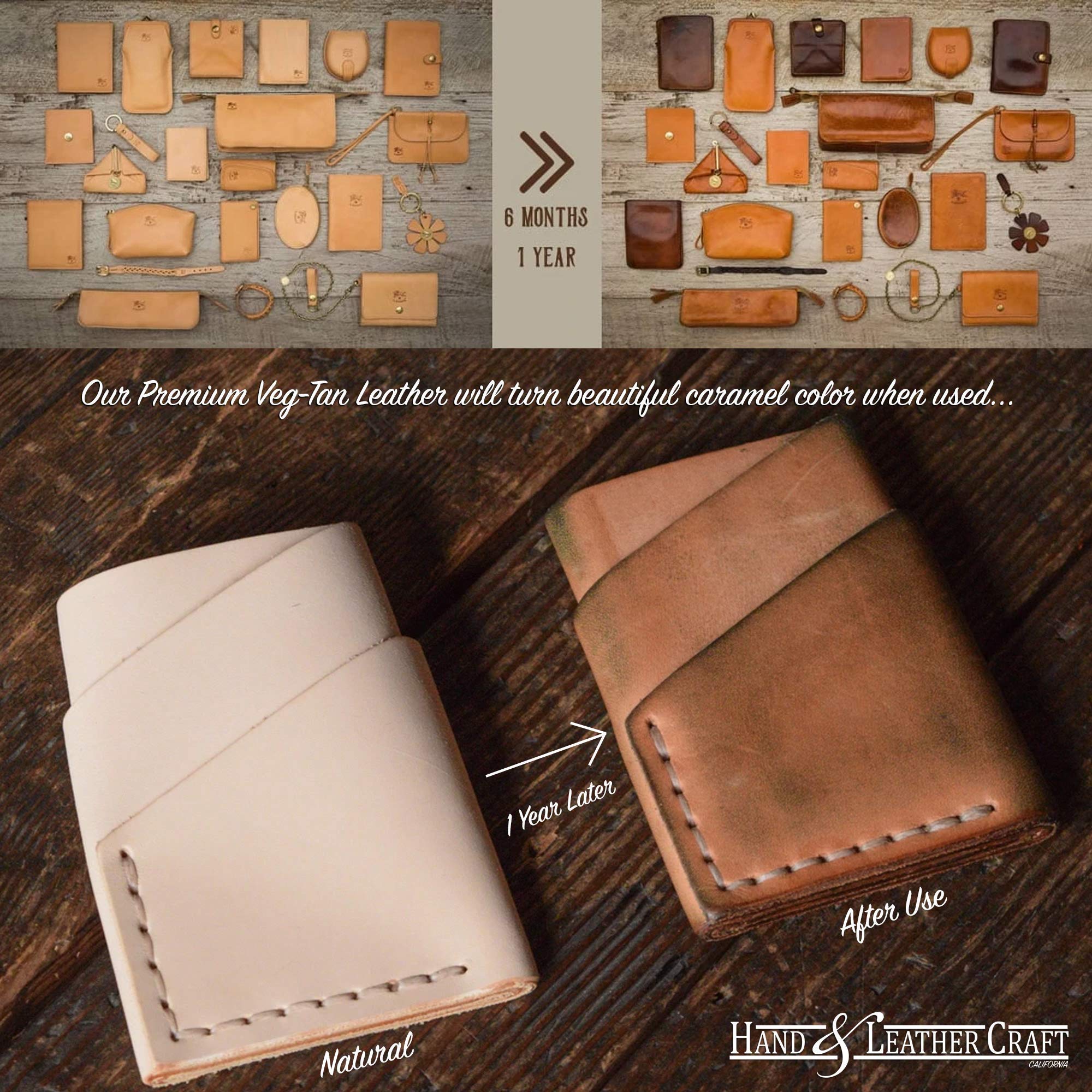 Premium 2/3oz (0.8-1.2mm) A-Grade Vegetable Tanned Leather Hide - Full Grain Thin Leather for Wallets, Belts & DIY Crafting - Perfect for Leatherworking, Bookbinding & Handmade Accessories