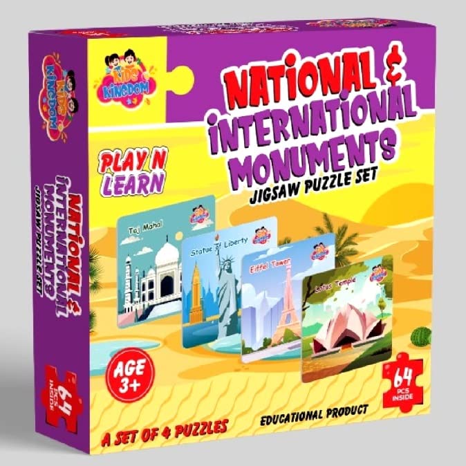 Fratelli Kids Kingdom 4-Piece Jigsaw Puzzle Set for Ages 4+ - Educational Monuments Puzzles for Children | Perfect for Family Game Night & Preschool Learning Activities