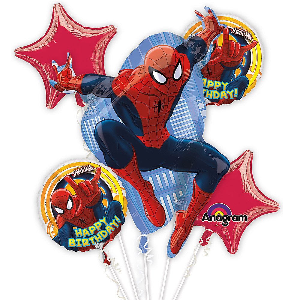Spider-Man Balloon Bouquet for Birthday Party Decorations - Superhero Themed Party Supplies - Perfect for Kids Birthday, Baby Shower & Comic-Themed Events