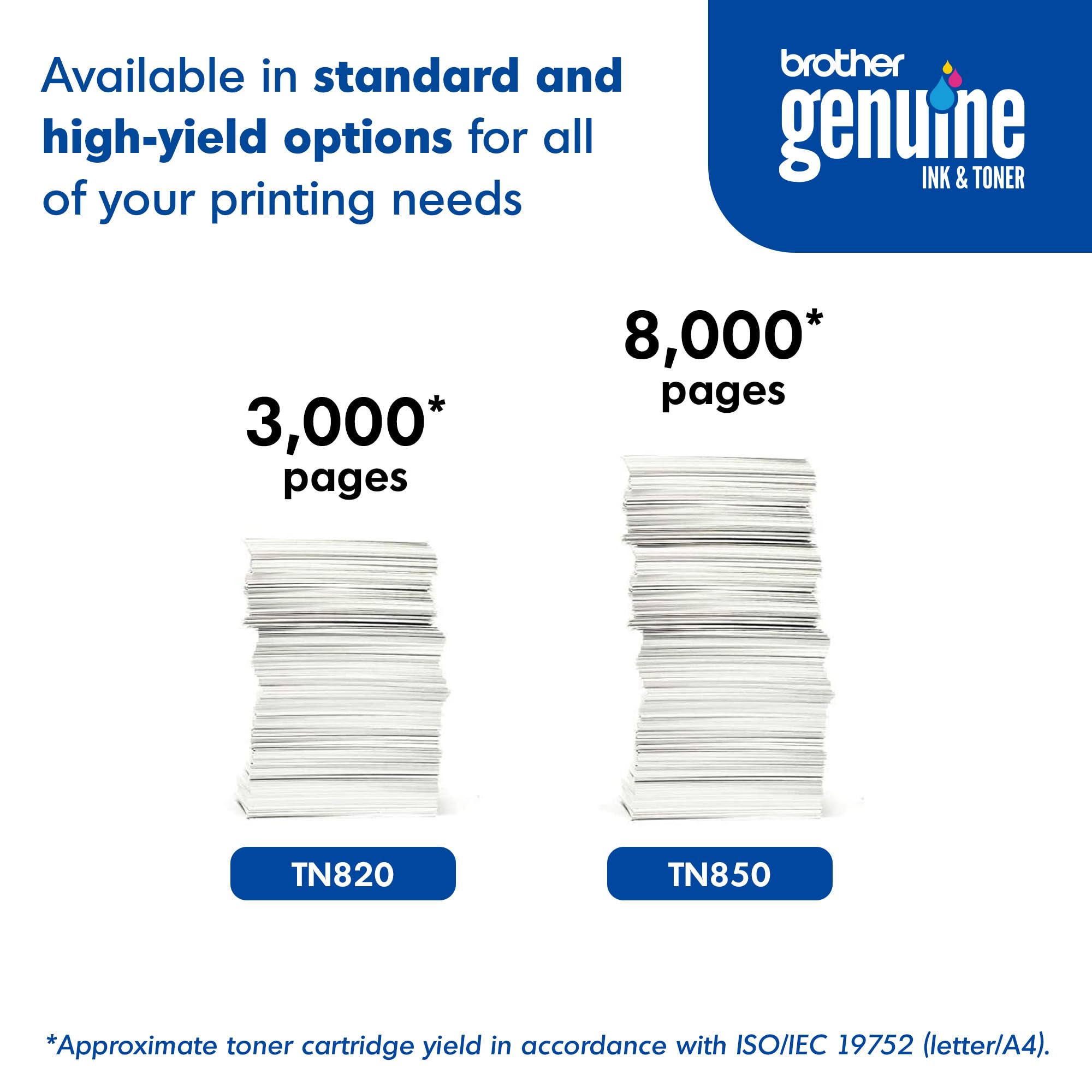 Brother TN850 High Yield Black Toner Cartridge - Genuine Replacement (Up to 8,000 Pages) | Compatible with Brother Printers | Ideal for Home Office & Small Business Printing Needs