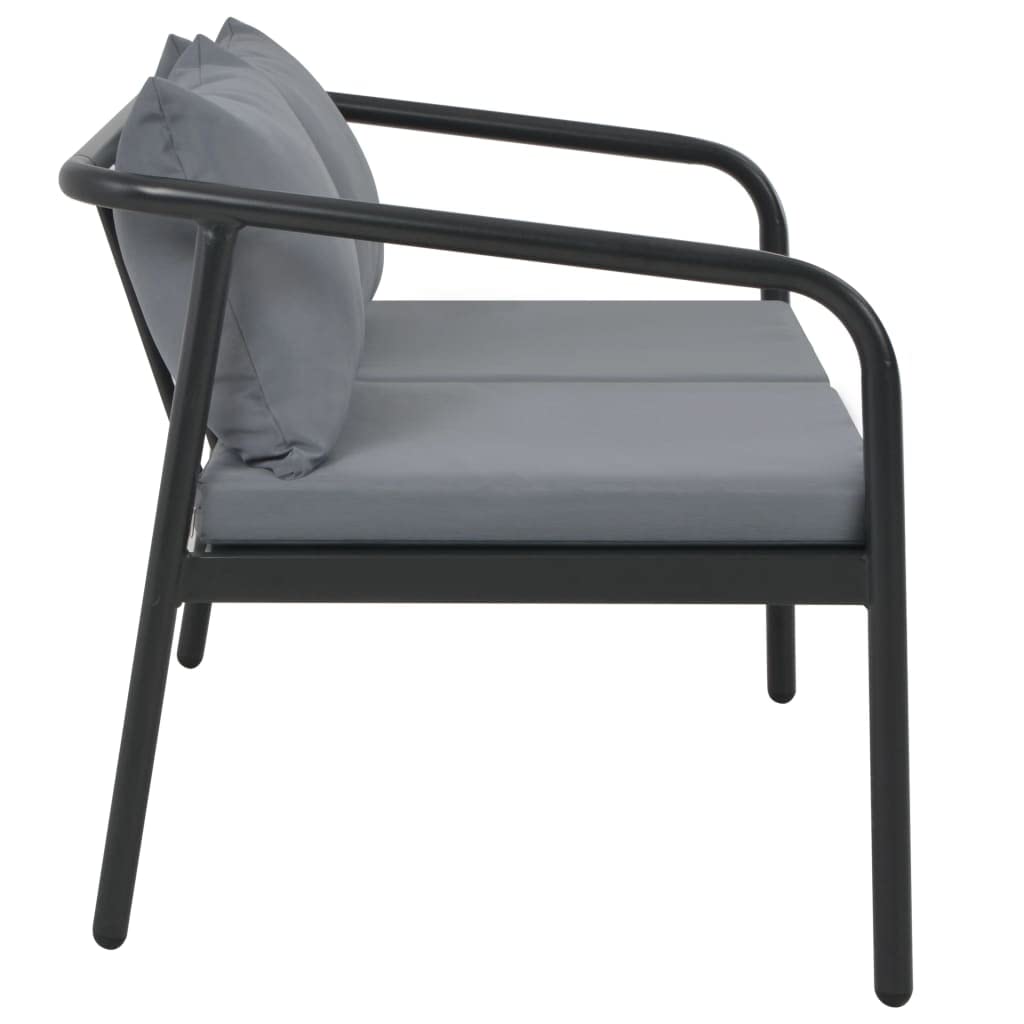 SKM 2-Seater Outdoor Patio Sofa with Weather-Resistant Cushions - Gray Aluminum Garden Furniture for Backyard, Poolside & Balcony Relaxation