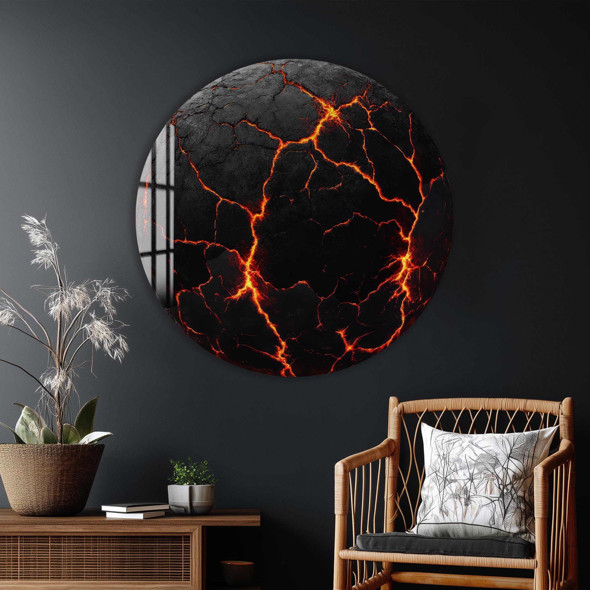 Lava Rounded Glass Wall Art - Modern Abstract Home Decor for Living Room, Bedroom & Office - Shatterproof & UV Resistant - Perfect for Gifts & Interior Design