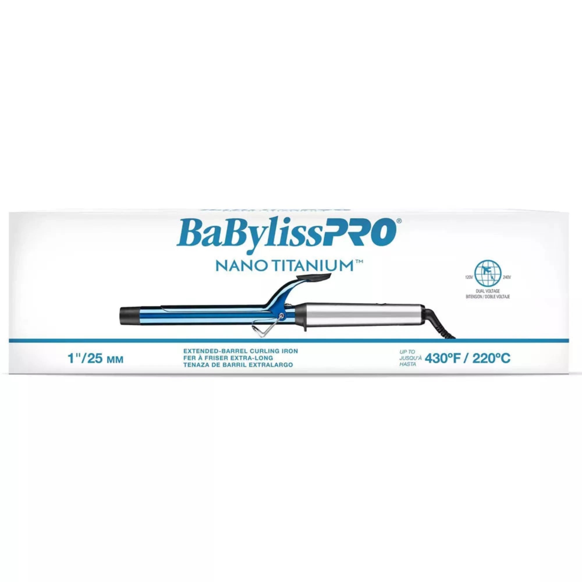 BabylissPRO Nano Titanium 1 Inch Extended Barrel Curling Iron - Professional Hair Styling Tool for Long Lasting Curls & Waves (Model BNTW100XLUC) - Perfect for Salon, Wedding & Everyday Styling