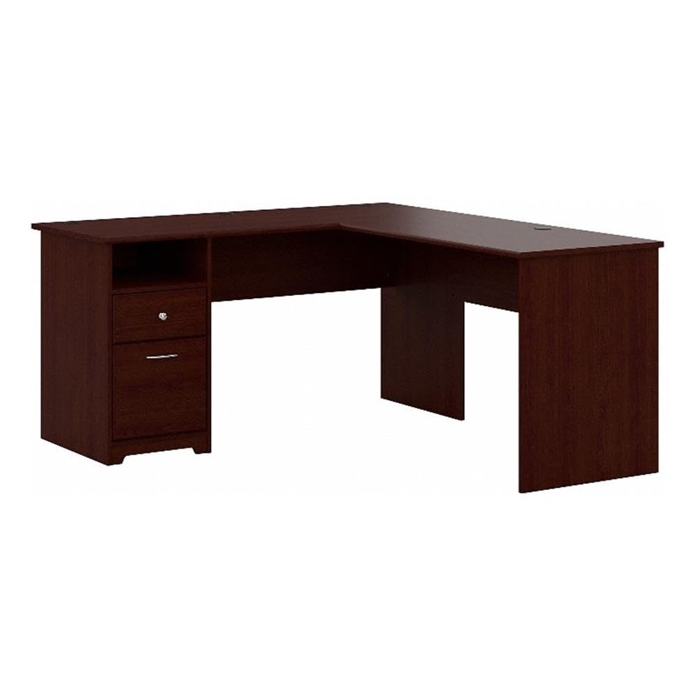 Bush Furniture Cabot L-Shaped Computer Desk with Drawers, 60 Inch Wide, Harvest Cherry Finish - Perfect for Home Office, Gaming Setup & Small Workspaces