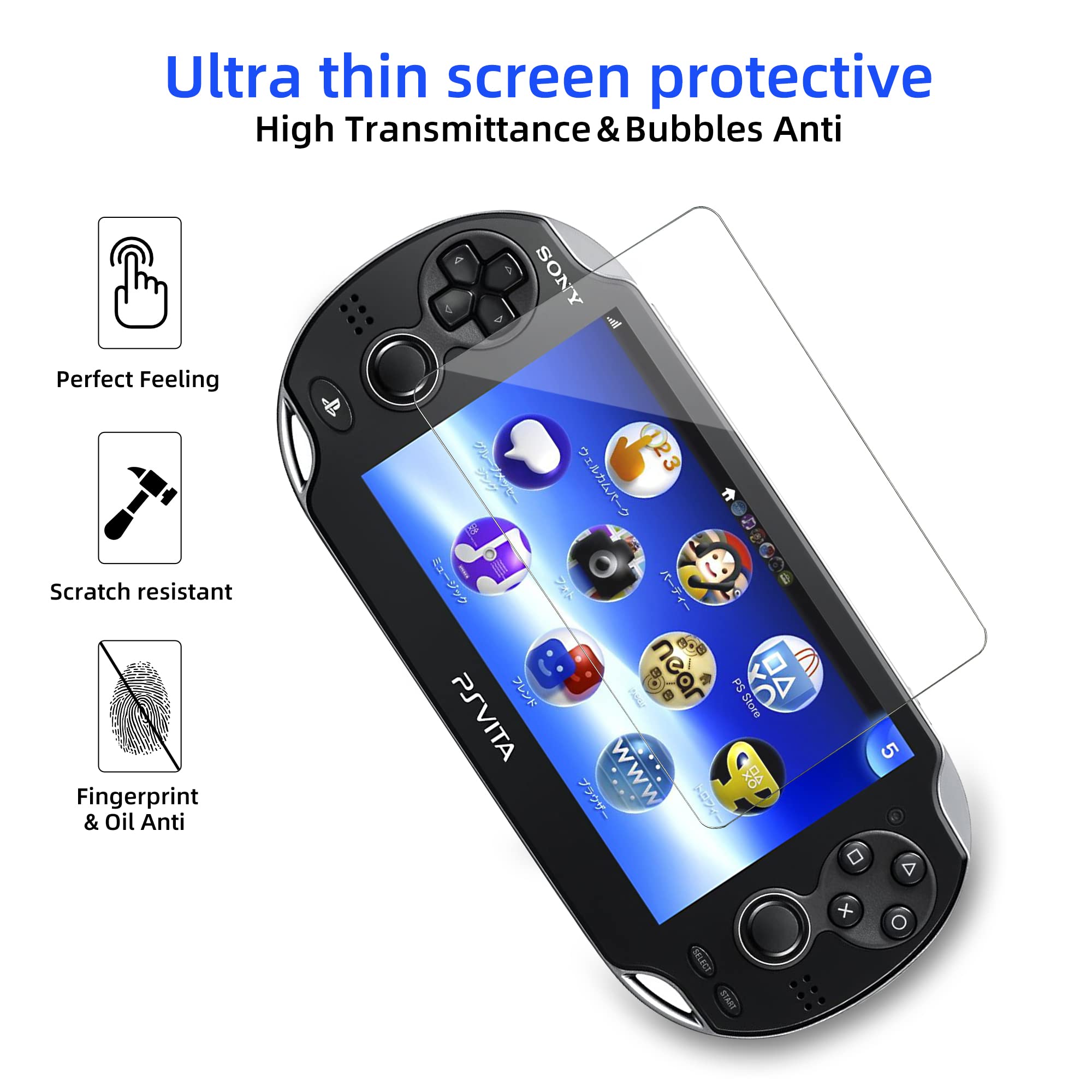PS Vita 1000 Charger Bundle - 1 Pack Fast Charger & 4 Pack HD Screen Protectors for Sony PlayStation Vita 1000 - Perfect for Gaming On-The-Go & Travel Protection