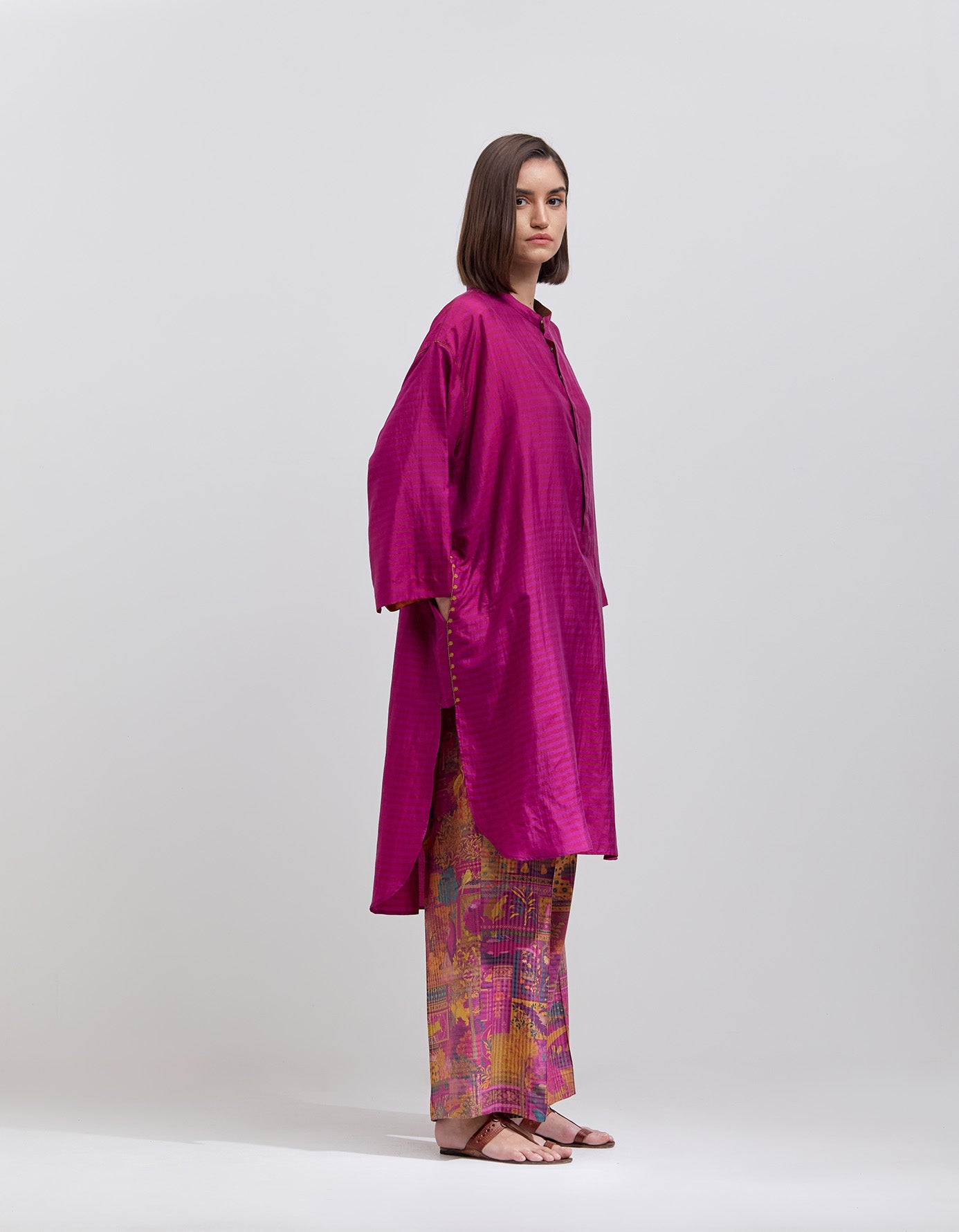 Panchatantra Chandrika Women's Purple Cotton Silk Check Pants - Comfortable & Stylish for Casual Wear, Office & Travel