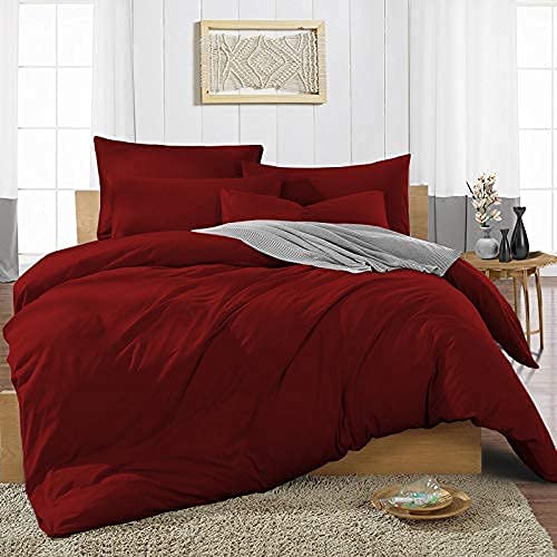 Luxury 3-Piece Duvet Cover Set - 1000 Thread Count 100% Certified Giza Cotton | Hotel Quality, Breathable & Ultra Soft | Zipper Closure with Corner Ties | King Size 104x90 Inches | Burgundy Solid Color | Perfect for Master Bedroom, Guest Room & Upscale Hotels