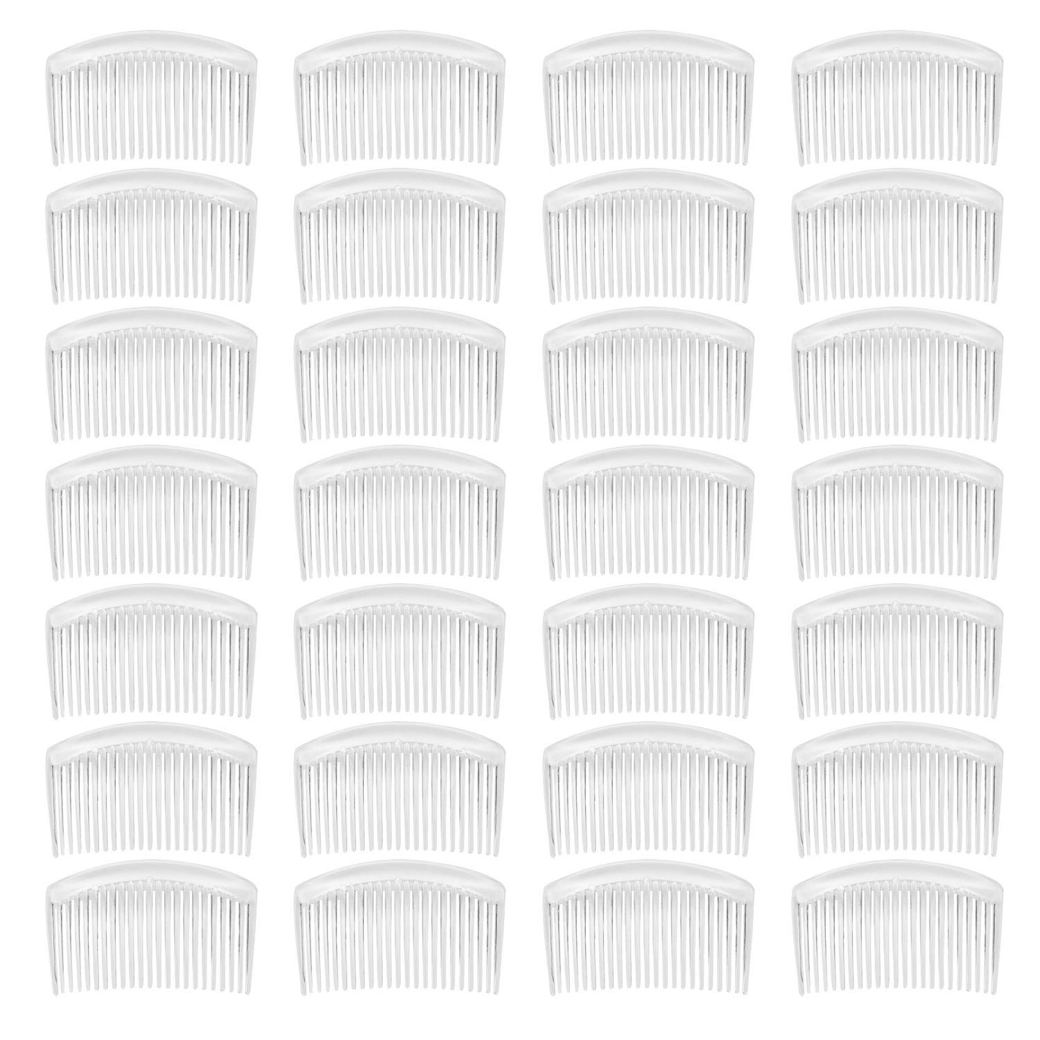 28 Pack Clear White Small Plastic Hair Combs with Long Teeth - Hairpins, Barrettes, Clips for Women - Bridal Wedding Veil Accessories, French Twist Updo Bun Decoration - Perfect for Parties, Prom & Everyday Styling