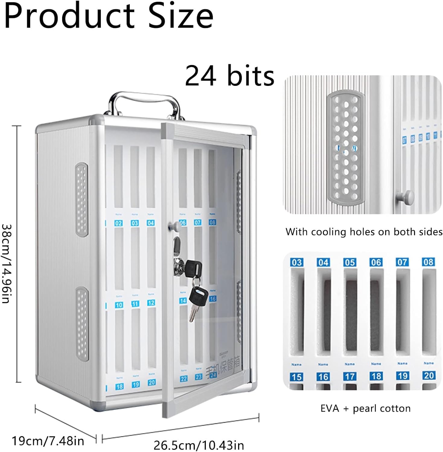 Wall Mounted Phone Storage Cabinet with Lock for Classroom - 24 Bits