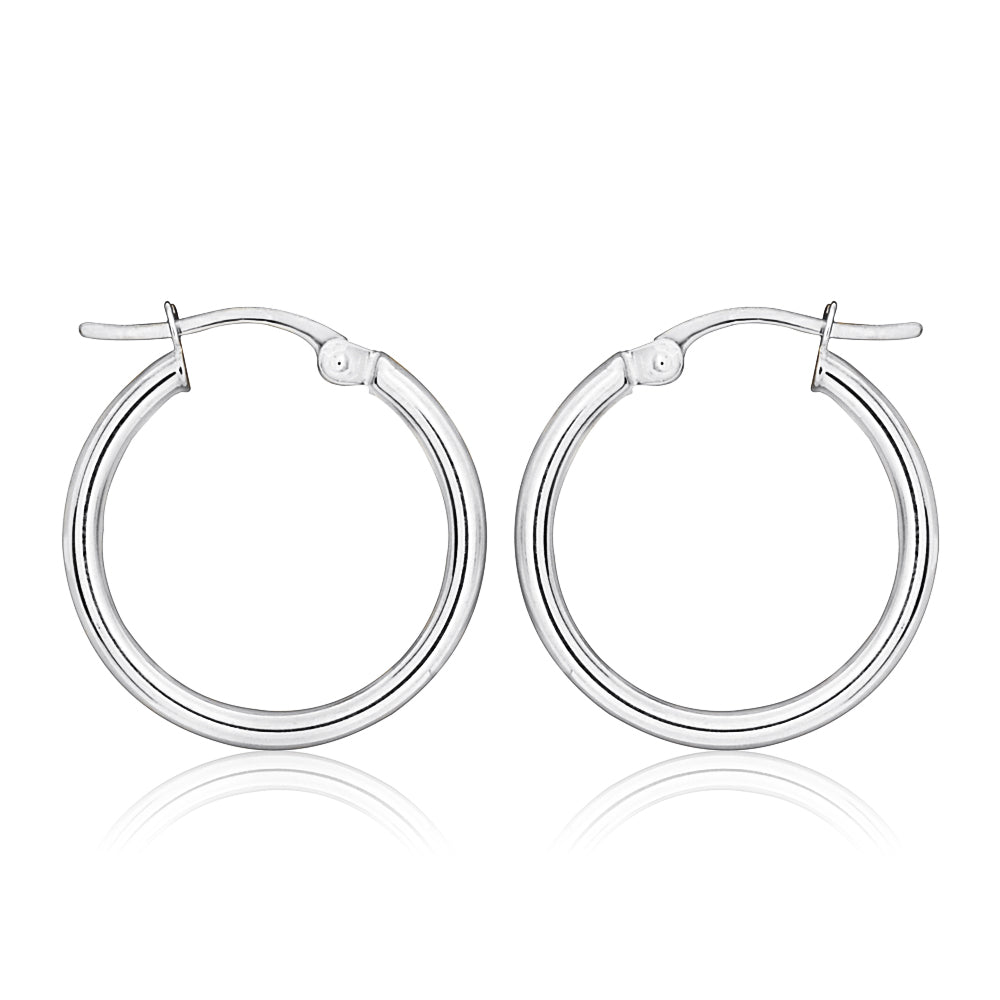 9ct White Gold Plain 50mm Hoop Earrings for Women - Classic Minimalist Everyday Jewelry - Perfect for Work, Date Night & Special Occasions