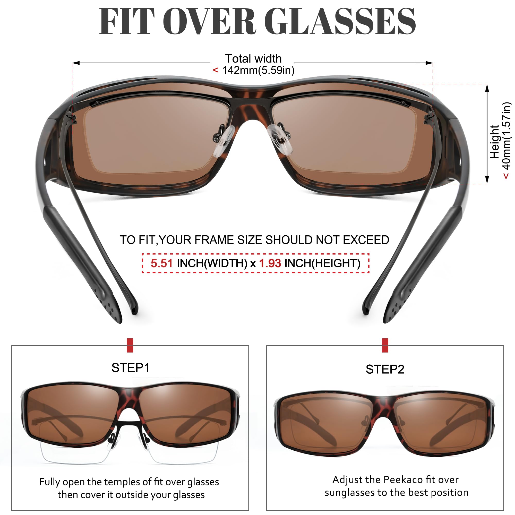 Polarized Sunglasses for Men & Women - Fit Over Prescription Glasses, UV400 Protection Wrap Around Sunglasses for Driving, Outdoor Sports & Daily Use