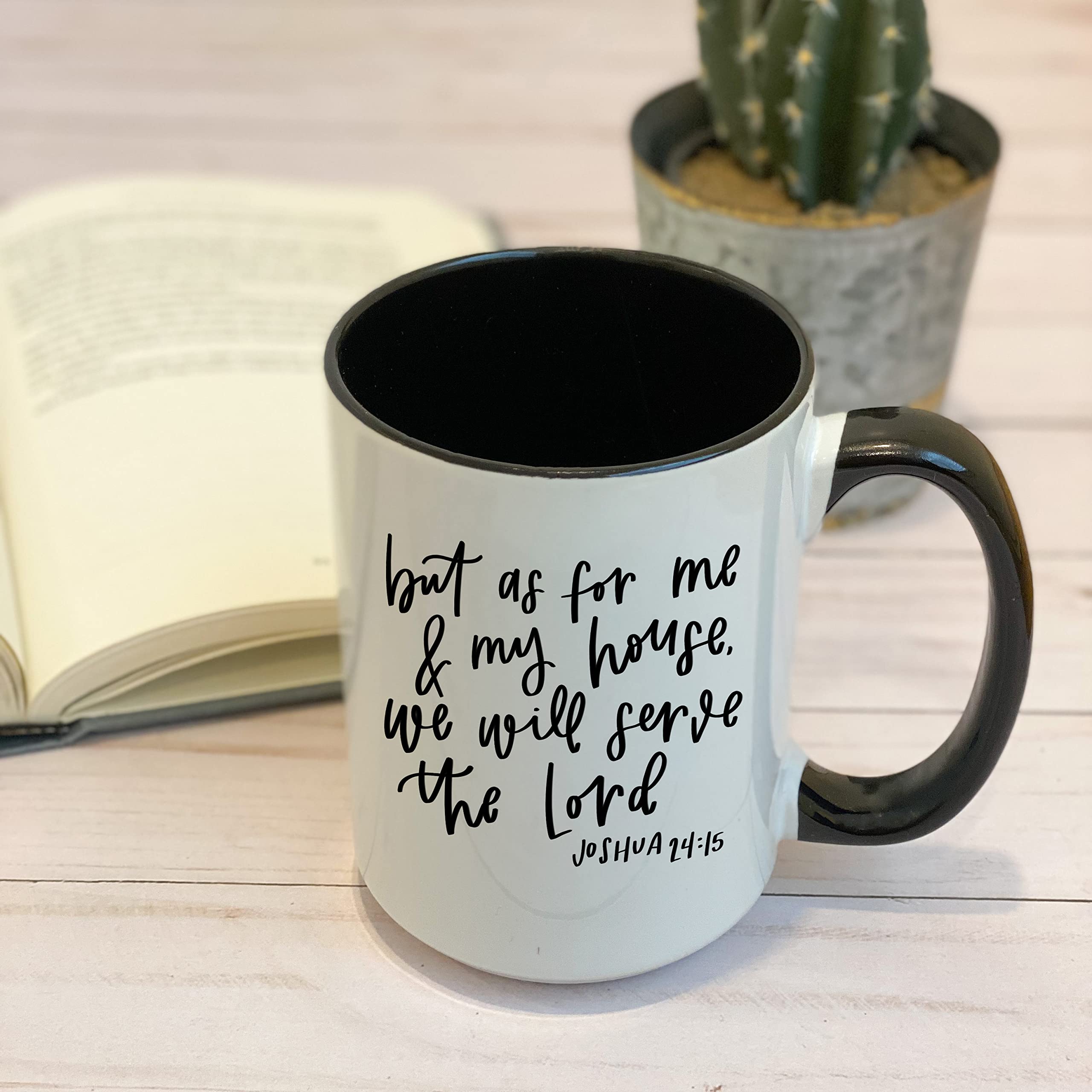 Christian Coffee Mug with Bible Verse - Joshua 24:15 (11oz, White) for Faithful Morning Brews