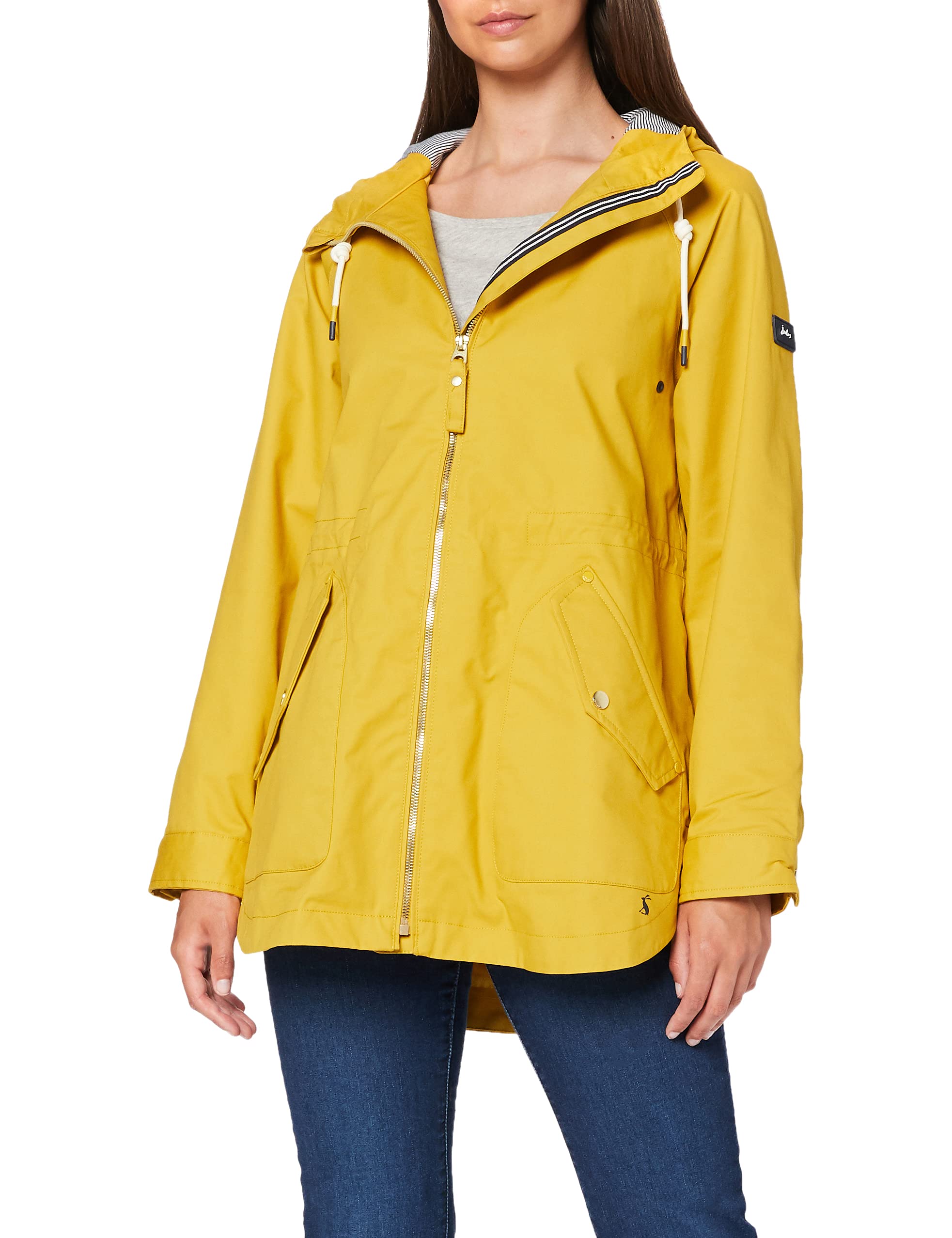 Joules Women's Waterproof Raincoat with Hood - Lightweight Windproof Jacket for Outdoor Activities, Commuting & Travel