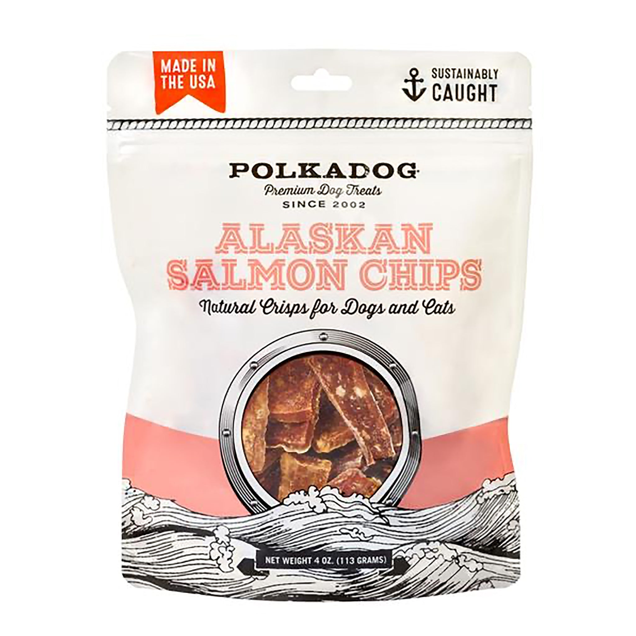 Polkadog Alaskan Salmon Chip Dog Treats - Healthy Crunchy Snacks for Training & Rewards - Perfect for Small & Large Breeds