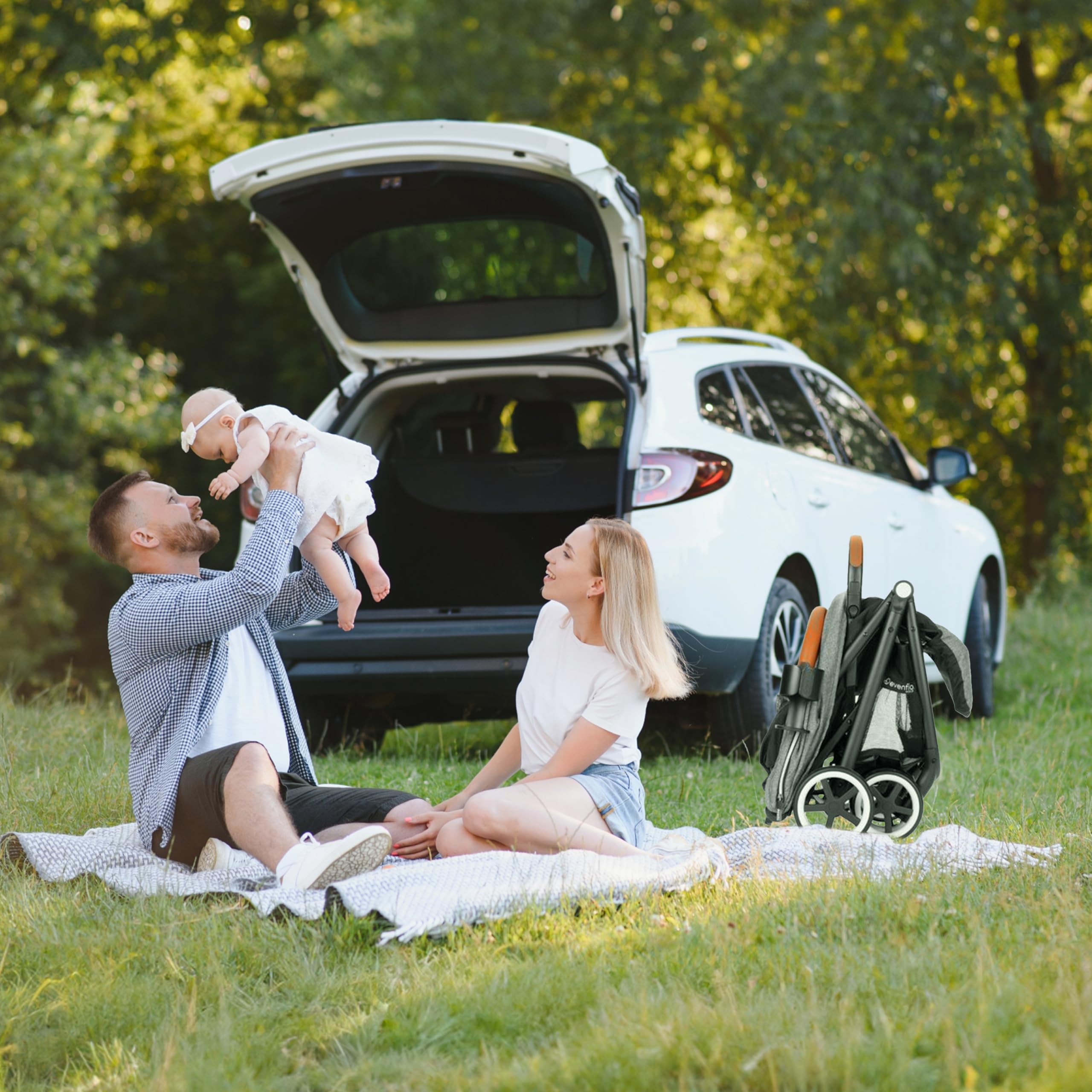 Evenflo Gold Otto Moonstone Self-Folding Lightweight Travel Stroller - Compatible with Baby Car Seats | Perfect for Air Travel, Shopping & Daily Outings